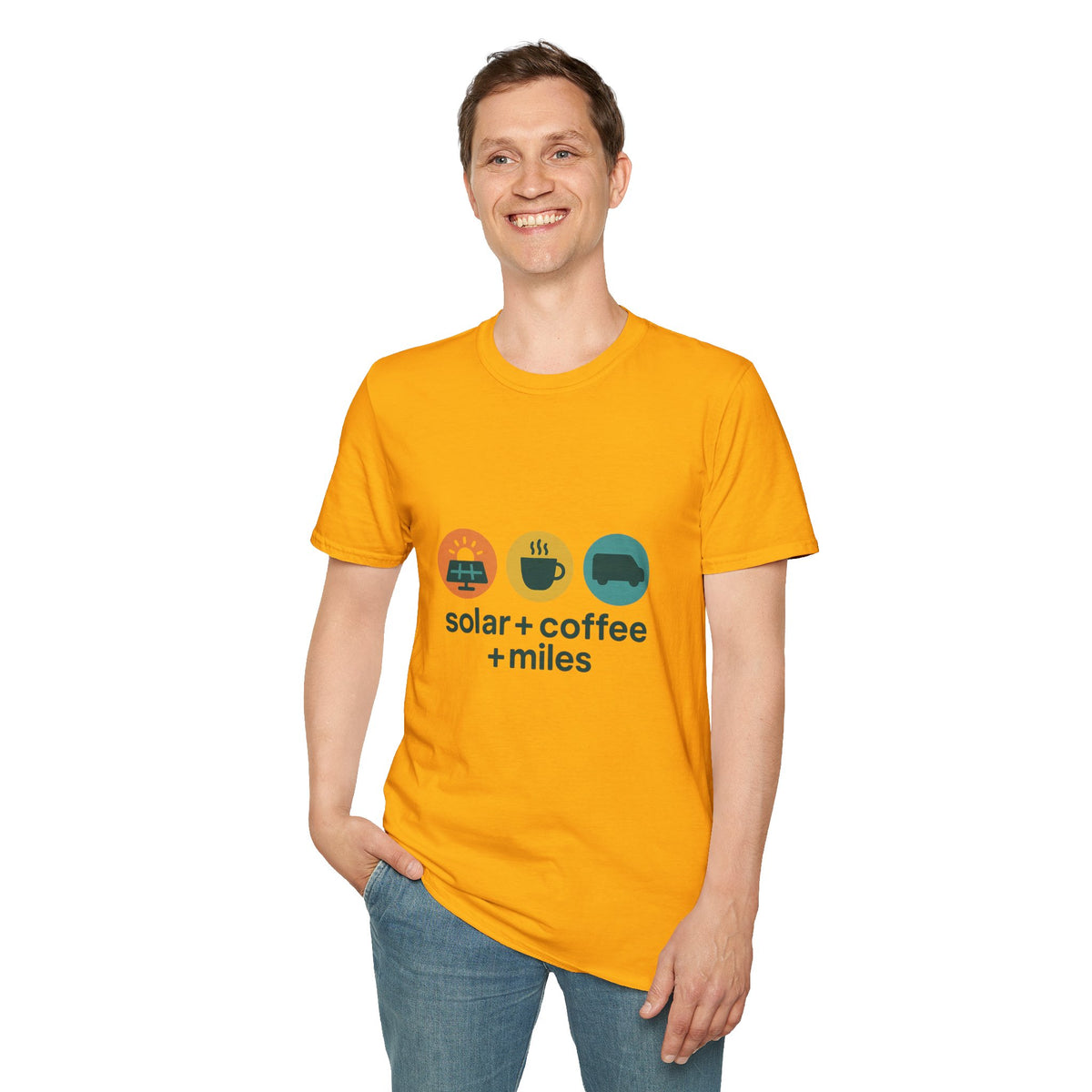 Minimalist Coffee & Camper Icons T-Shirt — Cozy Road Trip Vibes - Trending Now - August 2026
