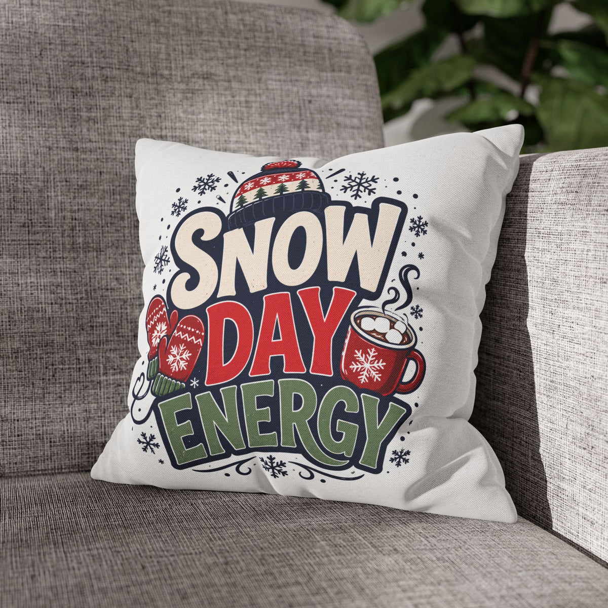 Christmas Snow Day Energy Pillowcase — Cozy Winter Decorative Throw Pillow Cover