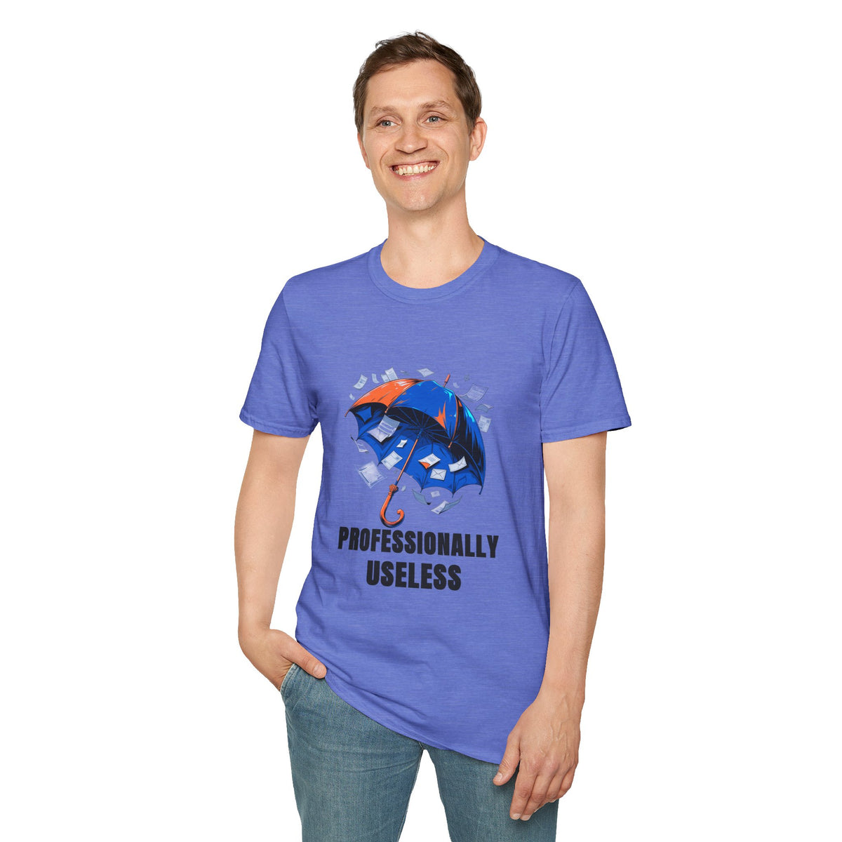 Professionally Useless T-Shirt — Illustrated Umbrella Graphic - Trending Now - August 2026