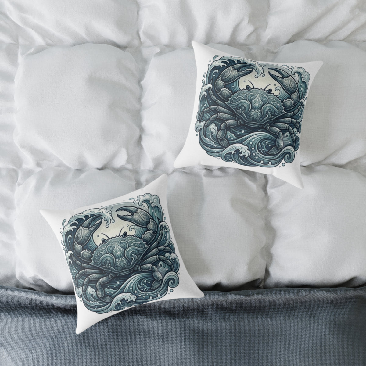 Cancer Zodiac Crab Ocean Art Pillow — Nautical Decorative Throw Pillow