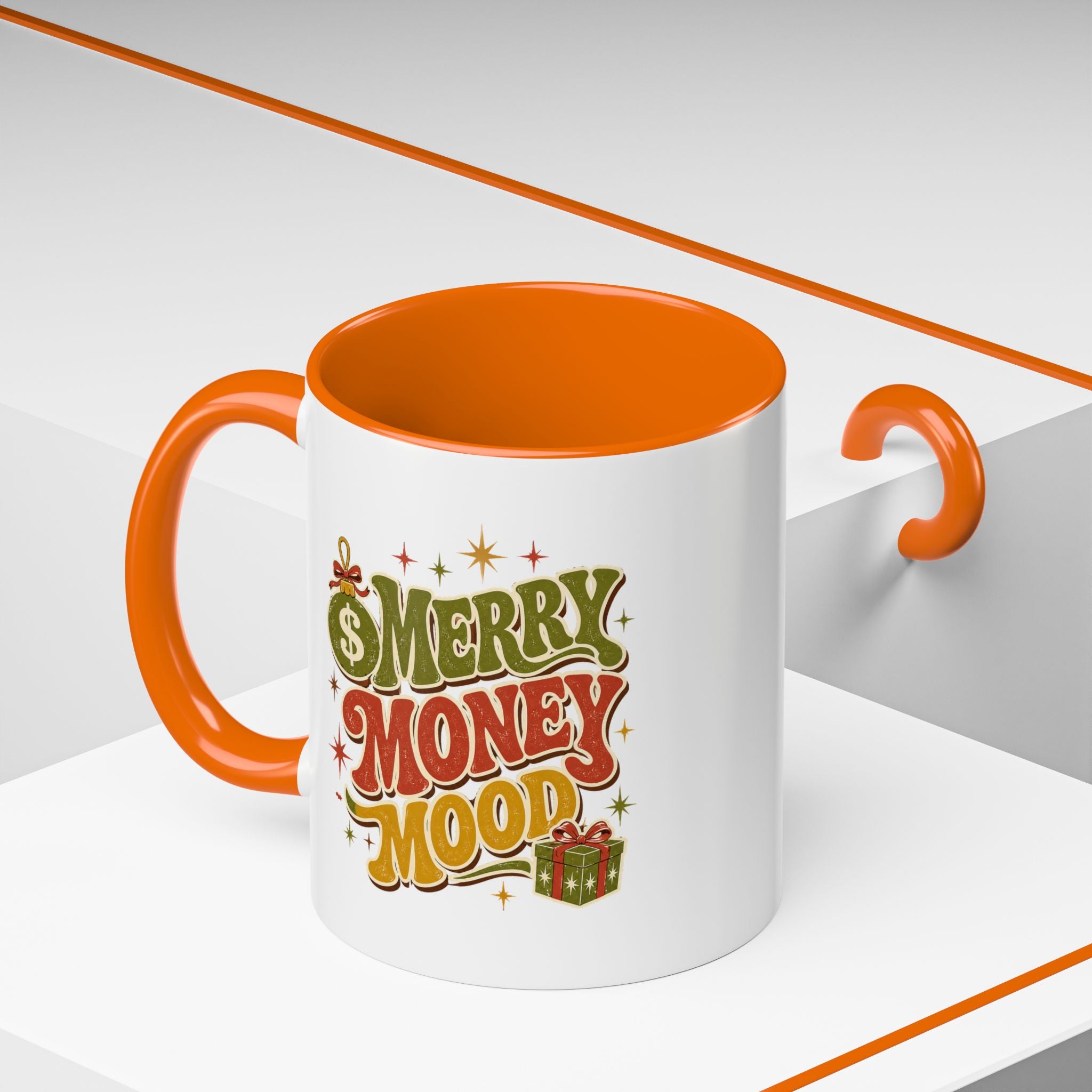 Modern Day Christmas Merry Money Mood Coffee Mug – Holiday Retro Gift Mug