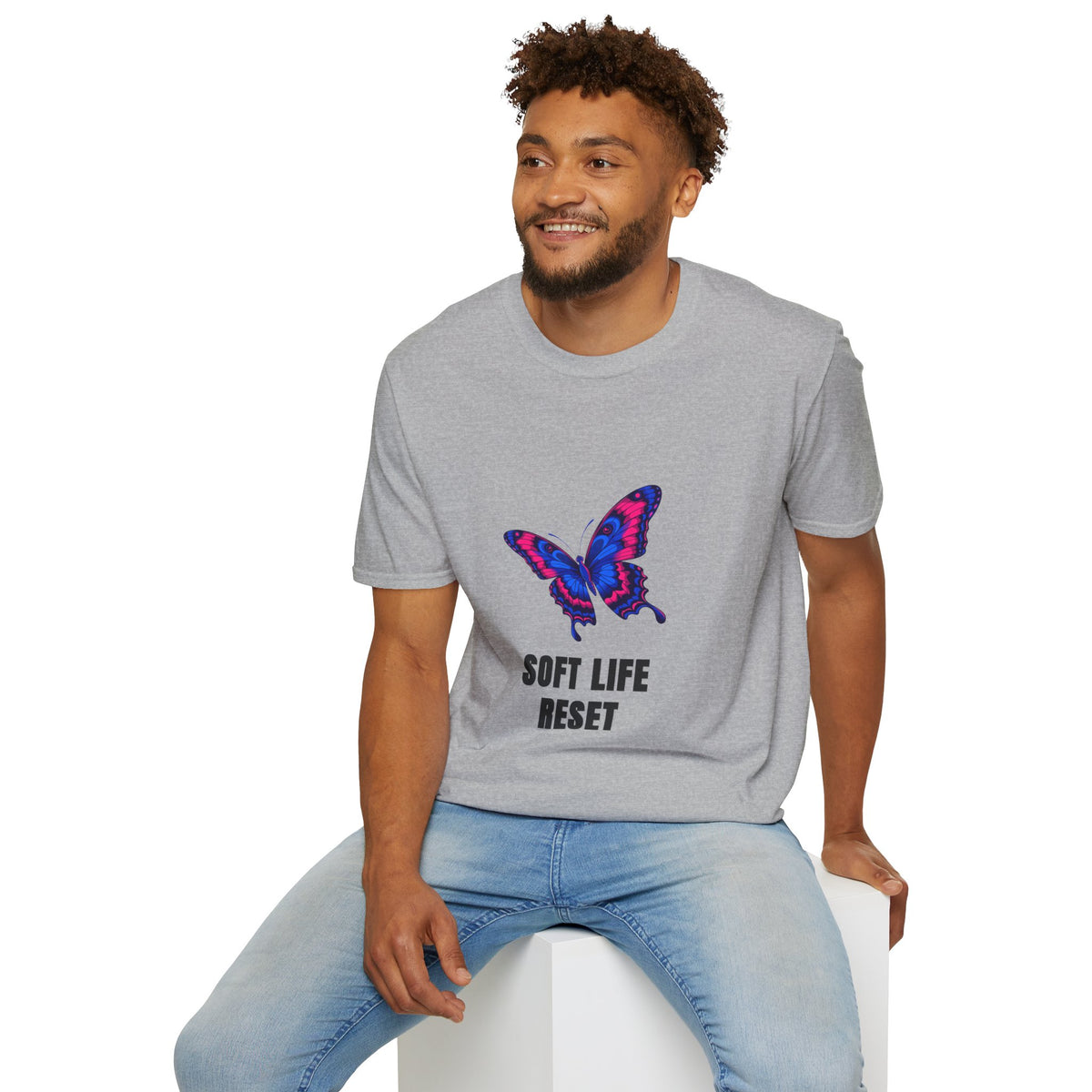 Butterfly 'Soft Life Reset' T-Shirt — Vibrant Pink & Blue Graphic Tee - Trending Now - August 2026