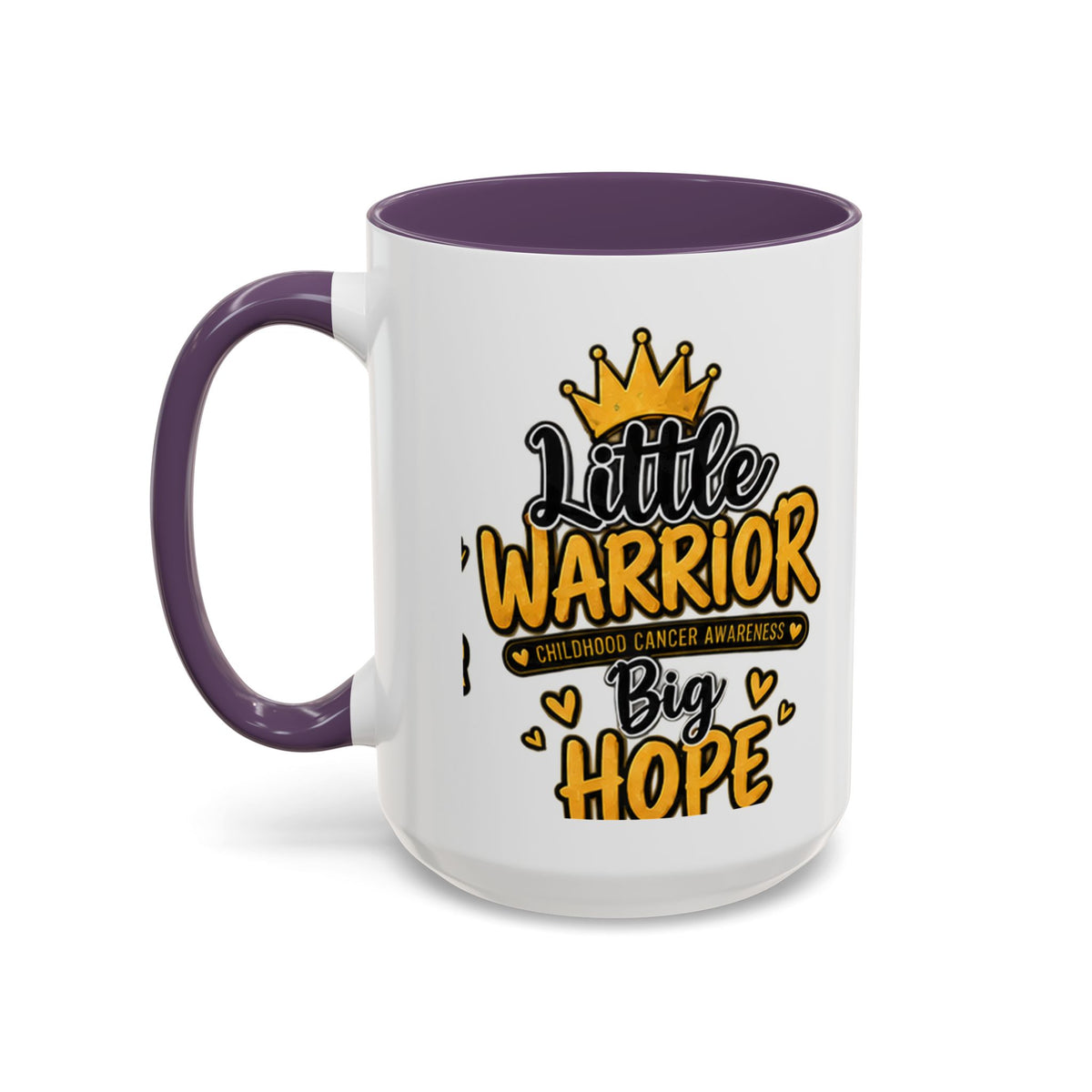 Little Warrior Childhood Cancer Awareness Coffee Mug – "Big Hope" Accent Mug