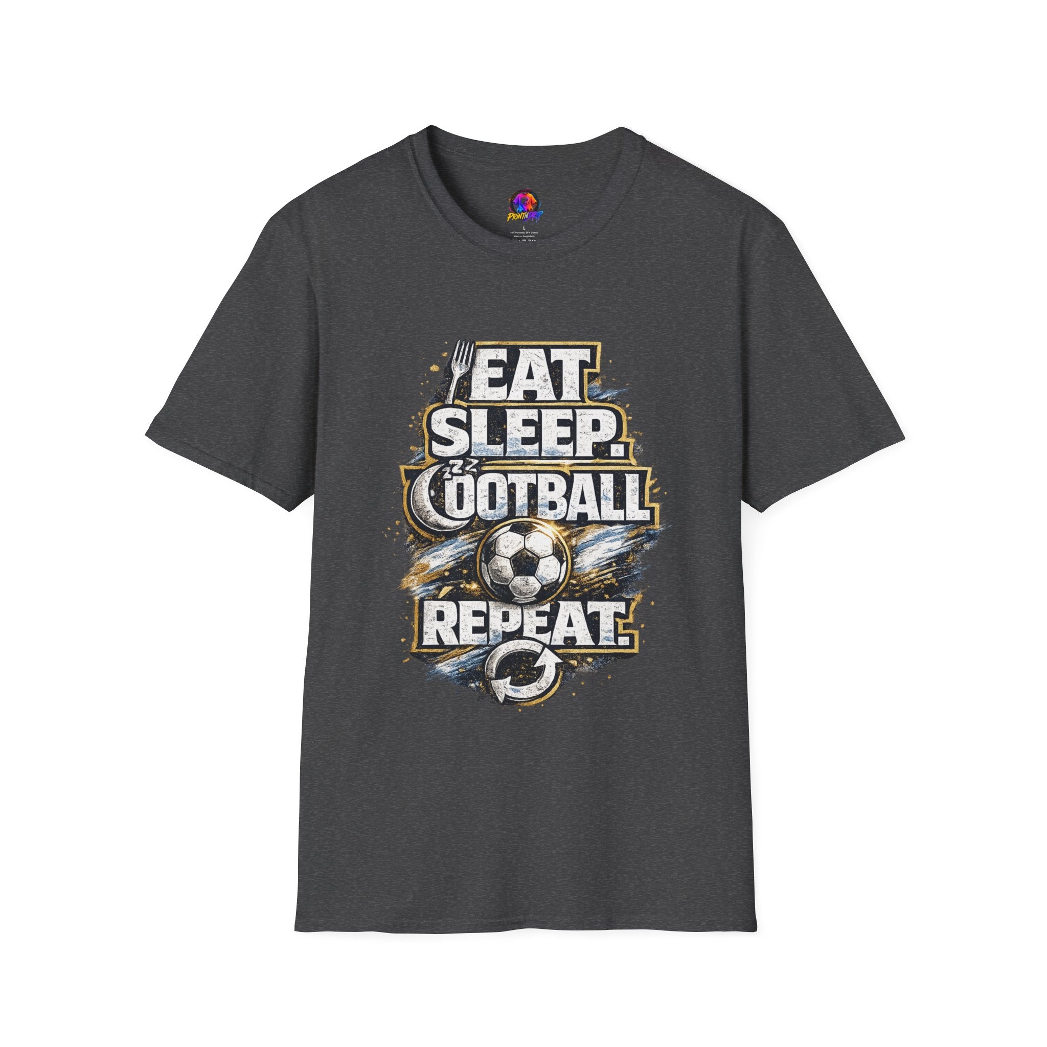 Football 'Eat Sleep Football Repeat' T-Shirt — Vintage Soccer Fan Tee