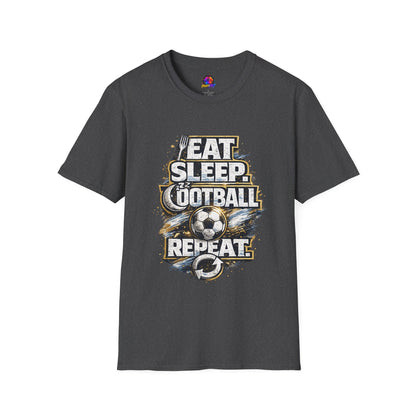 Football 'Eat Sleep Football Repeat' T-Shirt — Vintage Soccer Fan Tee