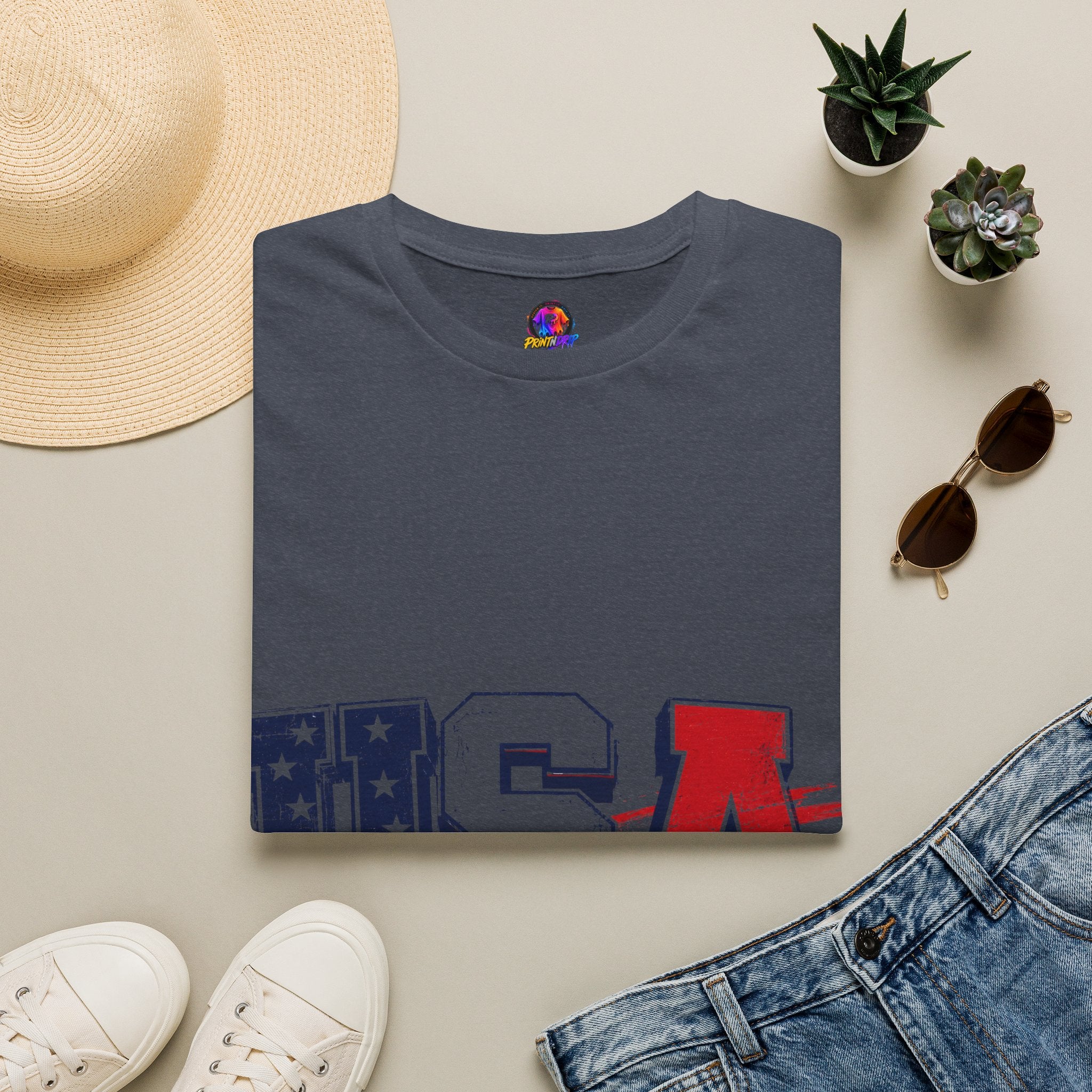 USA Flag Graphic T-Shirt — Patriotic Red White & Blue Tee