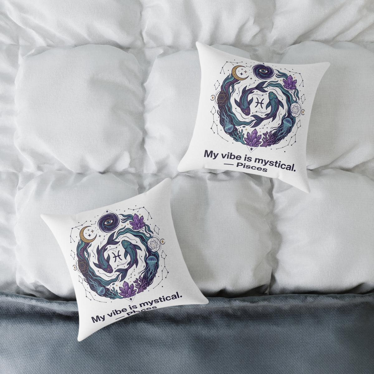Pisces Zodiac My Vibe Is Mystical Square Poly Canvas Pillow