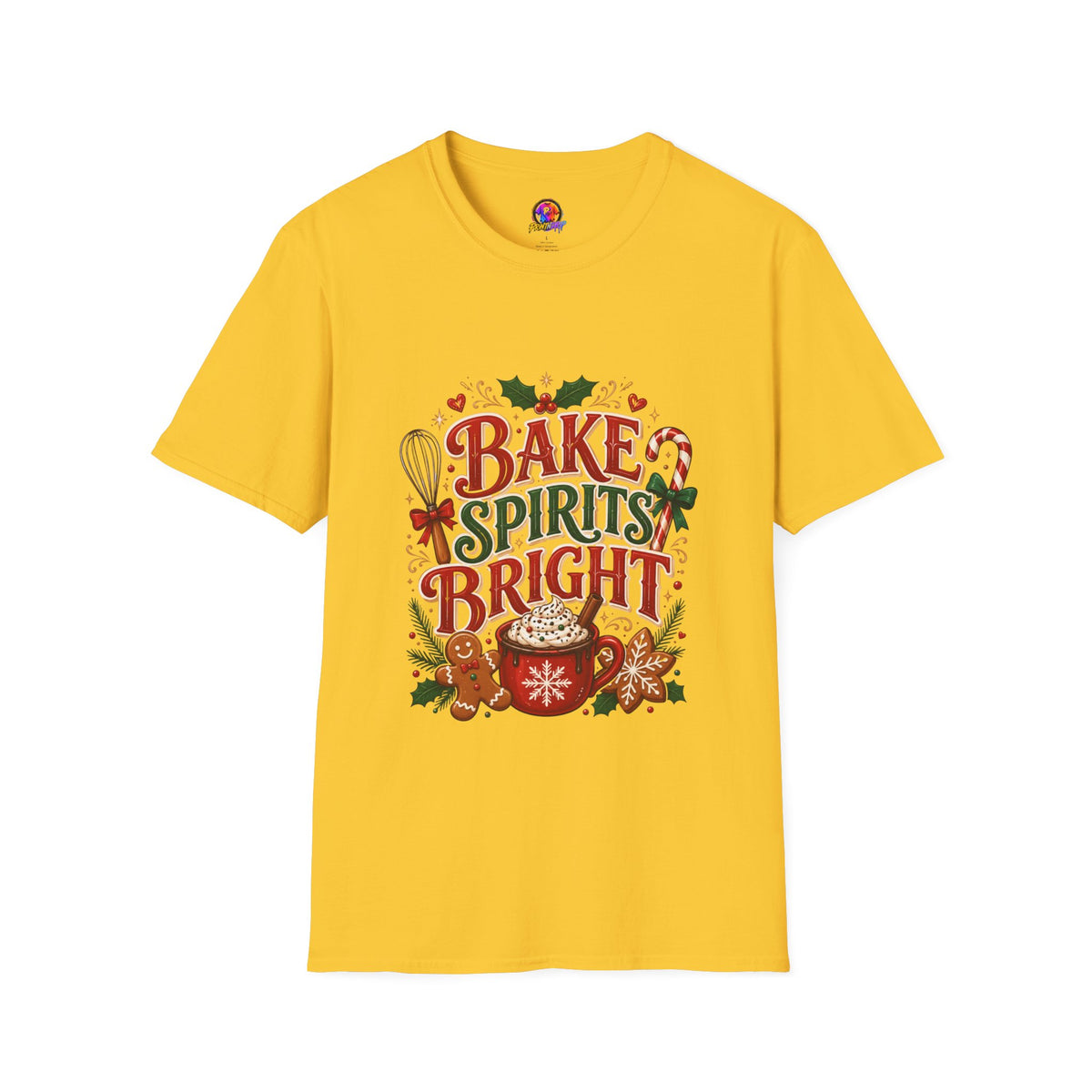 Bake Spirits Bright Holiday T-Shirt — Christmas Baking Graphic Tee