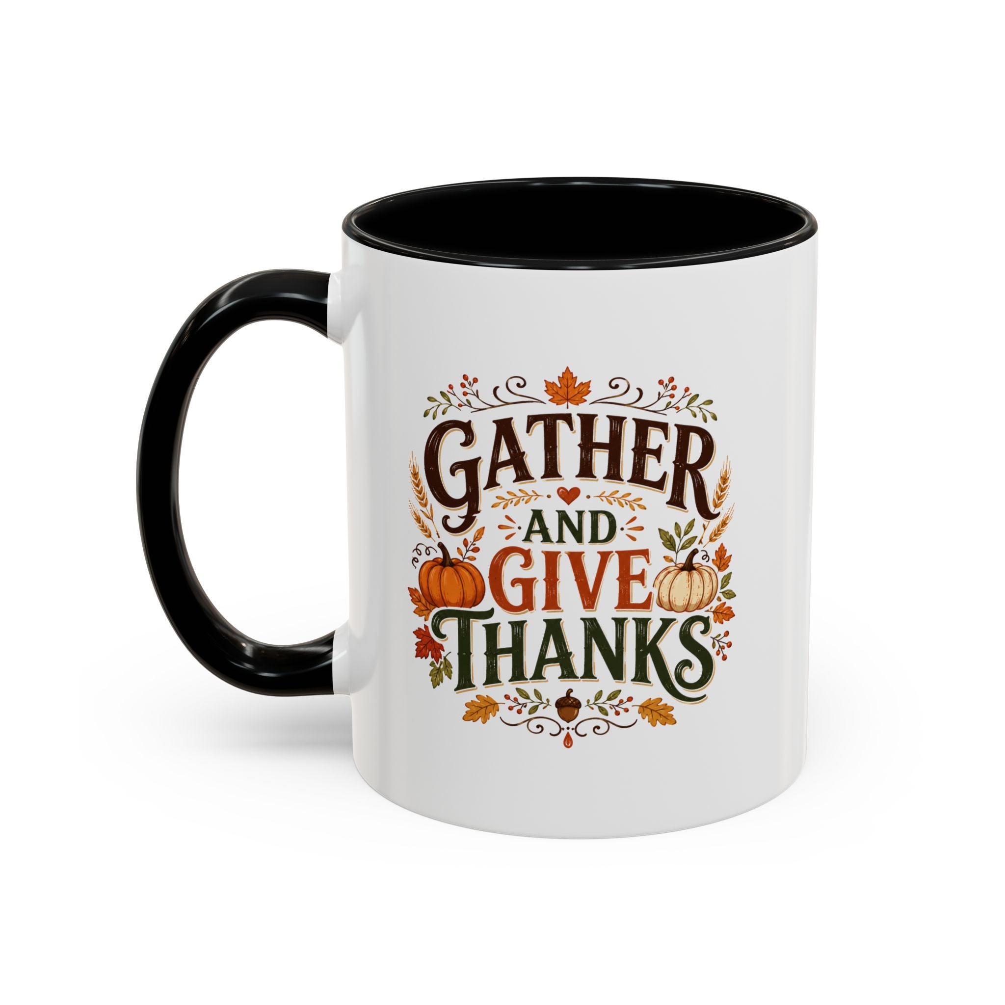 Thanksgiving Mug Gather and Give Thanks Coffee Mug — Thanksgiving Accent Mug