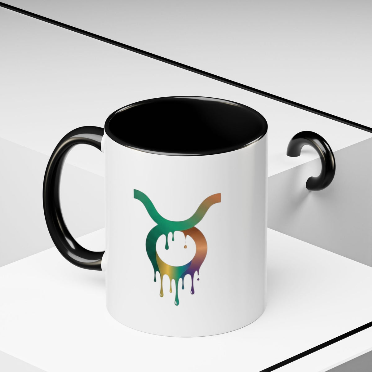 Taurus Drip Zodiac Coffee Mug — Colorful Taurus Symbol Accent Mug