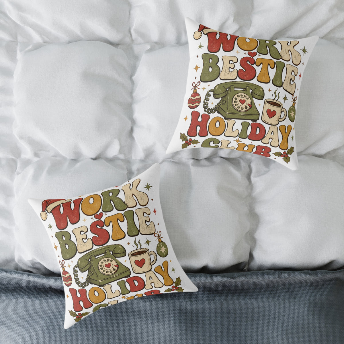 Modern Day Christmas Holiday 'Work Bestie' Decorative Throw Pillow