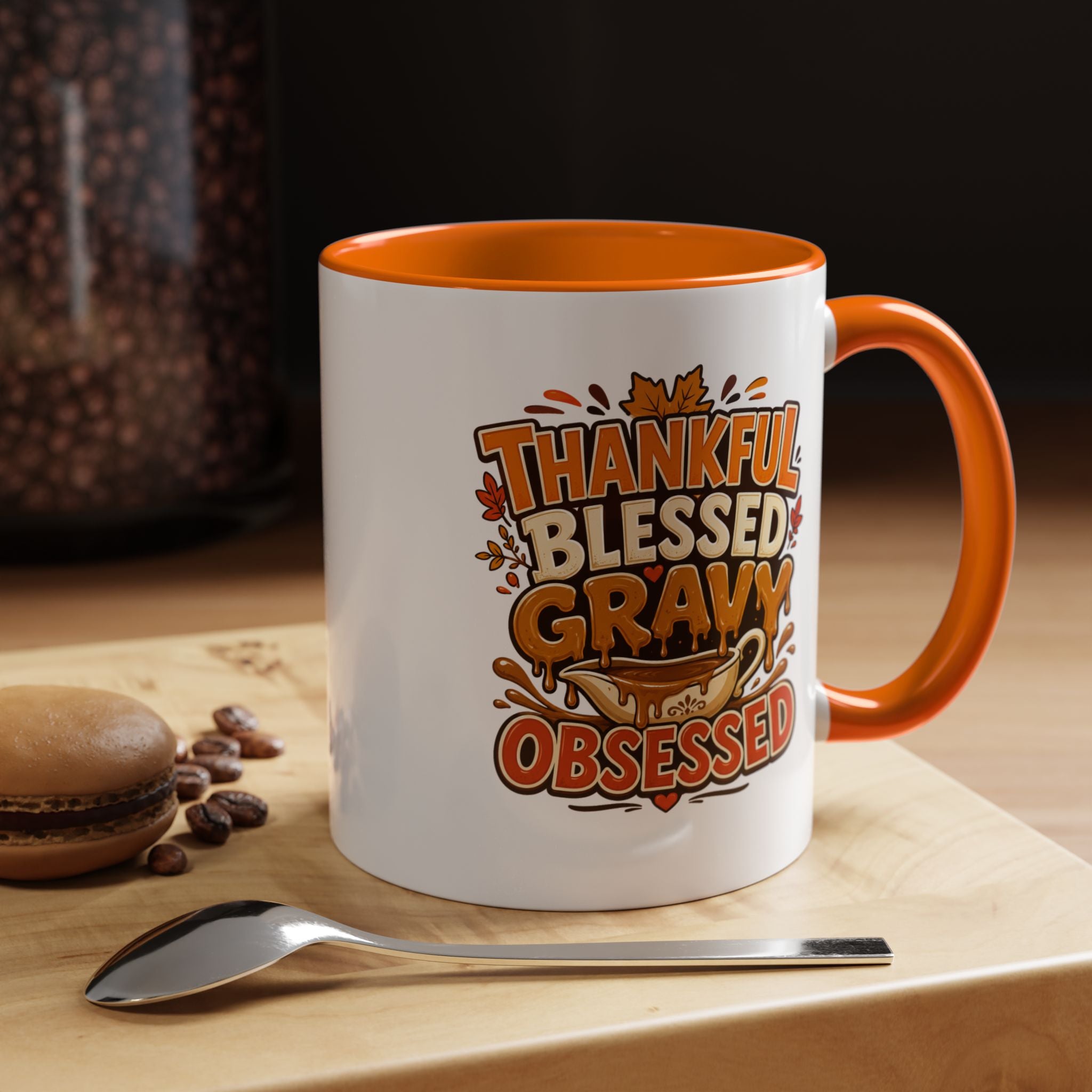 Thanksgiving Mug Coffee Mug — "Thankful Blessed Gravy Obsessed" Thanksgiving Accent Mug