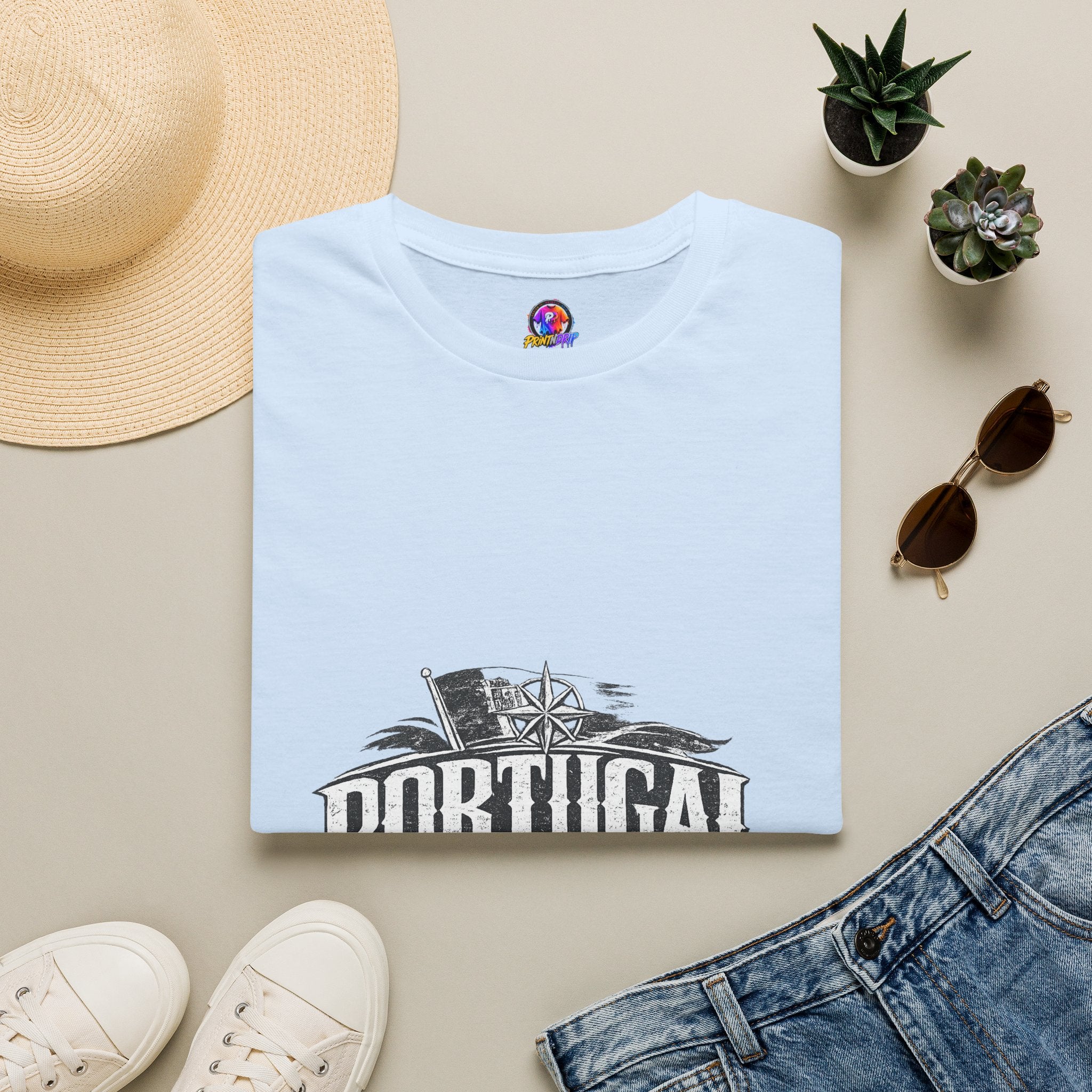 Portugal Vintage Compass T-Shirt — Nautical Travel Souvenir