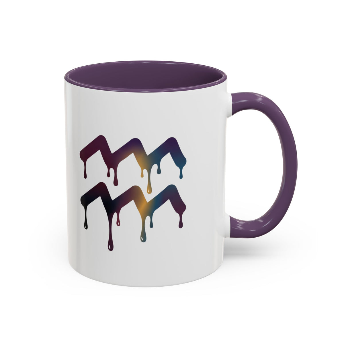 Aquarius Zodiac Dripping Rainbow Chevron Accent Coffee Mug —  Color-Accent Ceramic Mug
