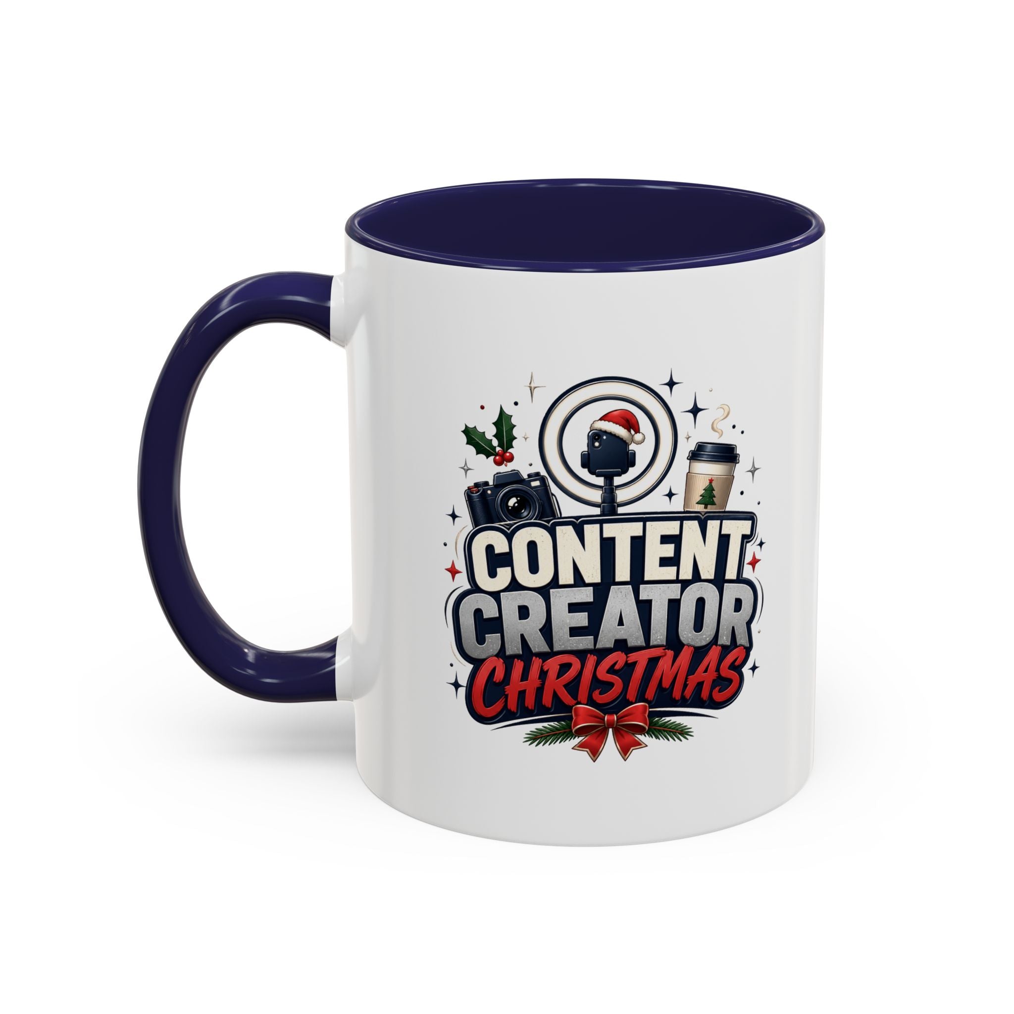 Modern Day Christmas Content Creator Christmas Accent Coffee Mug — Holiday Social Media Gifts (11/15oz)