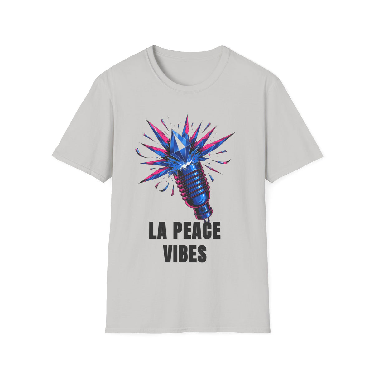 La Peace Vibes Microphone T-Shirt - Retro Pop Art Graphic Tee - Trending Now - September 2026