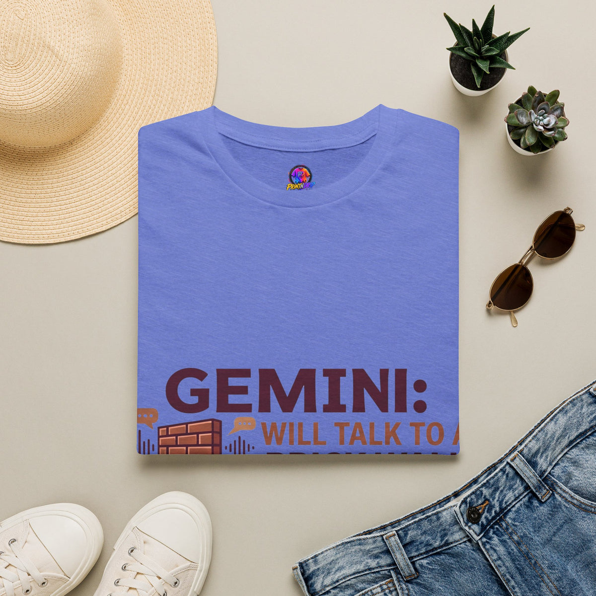 Gemini T-Shirt — "Gemini: Will Talk to a Brick Wall, Will Also Win the Argument" Astrological Tee