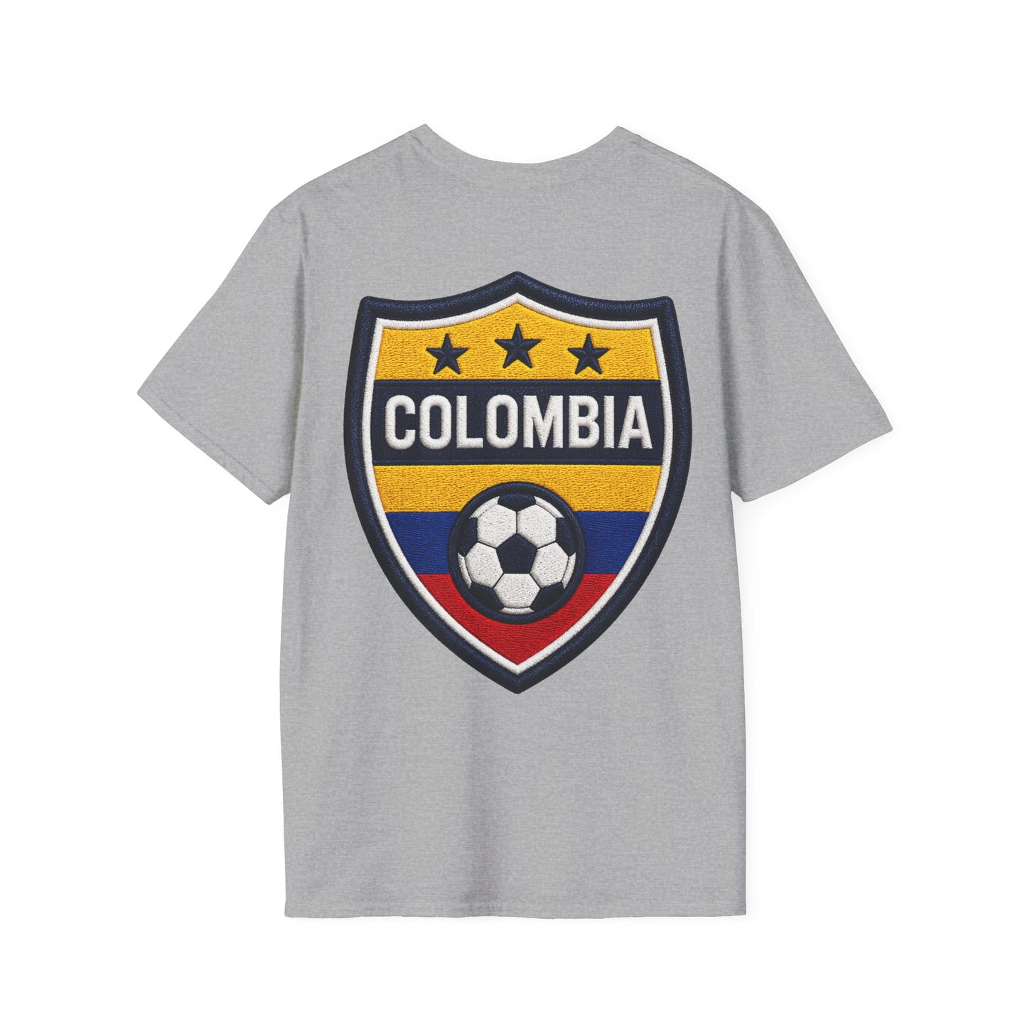 Columbia Soccer Player Graphic T-Shirt — "Golden Rhythm" Vibrant Beach Soccer Tee