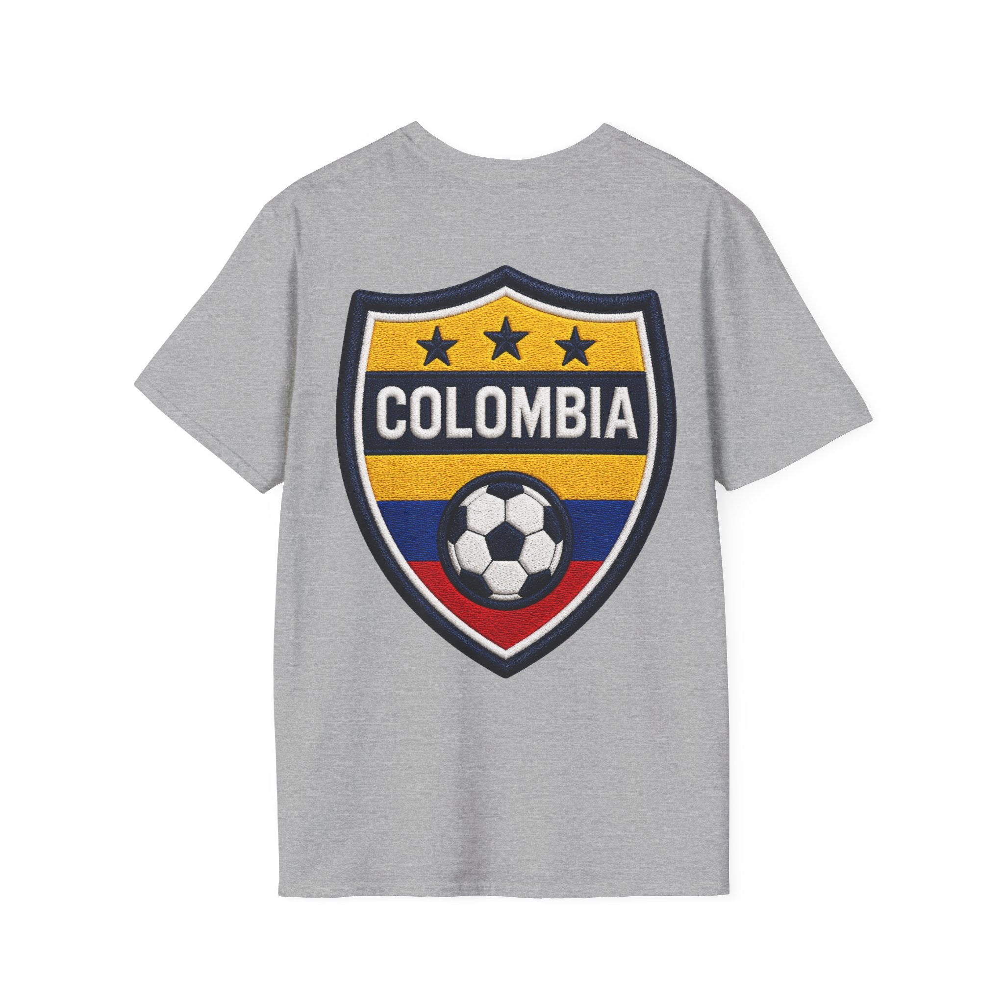 Columbia Soccer Player Graphic T-Shirt — "Golden Rhythm" Vibrant Beach Soccer Tee