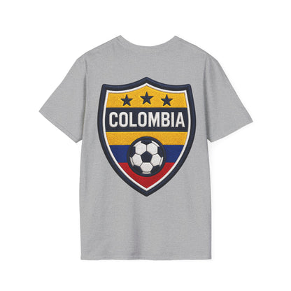 Columbia Soccer Player Graphic T-Shirt — "Golden Rhythm" Vibrant Beach Soccer Tee