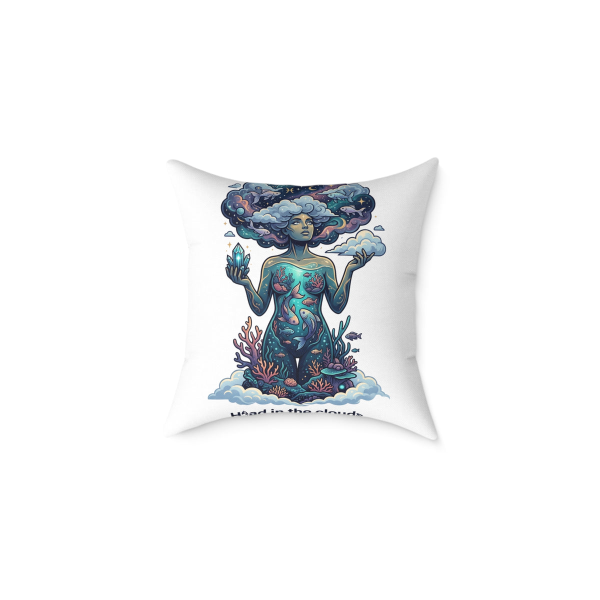 Pisces Zodiac Head In The Clouds Square Poly Canvas Pillow