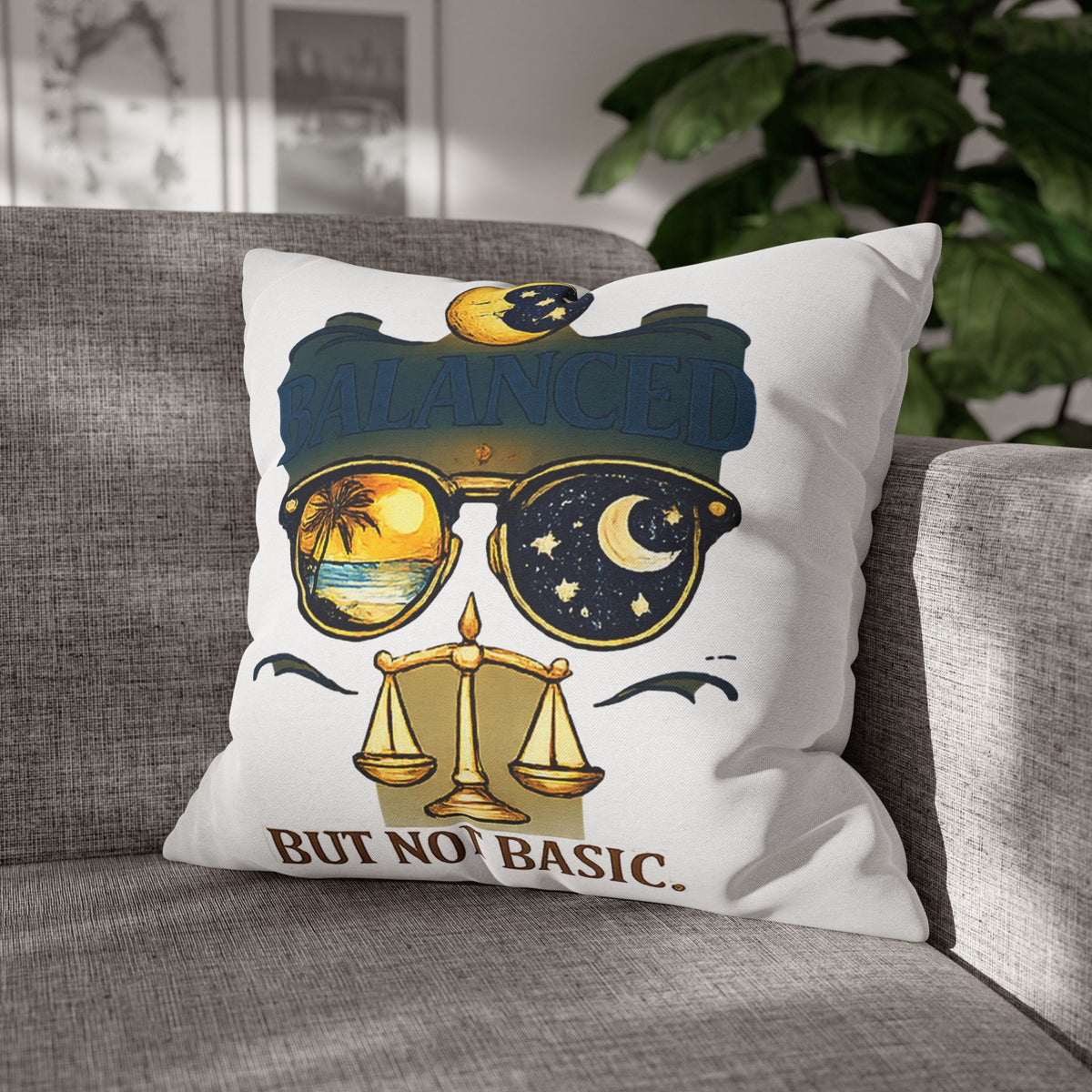 Libra Zodiac Balance But Not Basic Spun Polyester Square Pillowcase