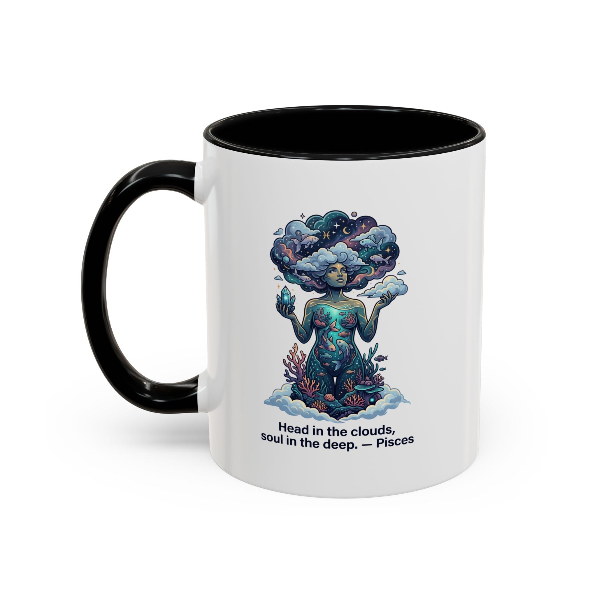 Pisces Coffee Mug — "Head in the clouds, soul in the deep" Accent Mug