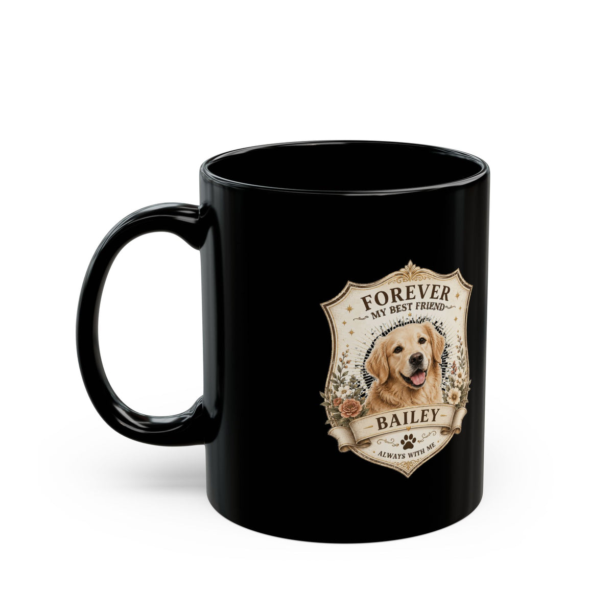 Milo Bailey Dog Dad Mom Forever My Best Friend Personalized Dog Photo Black Coffee Mug