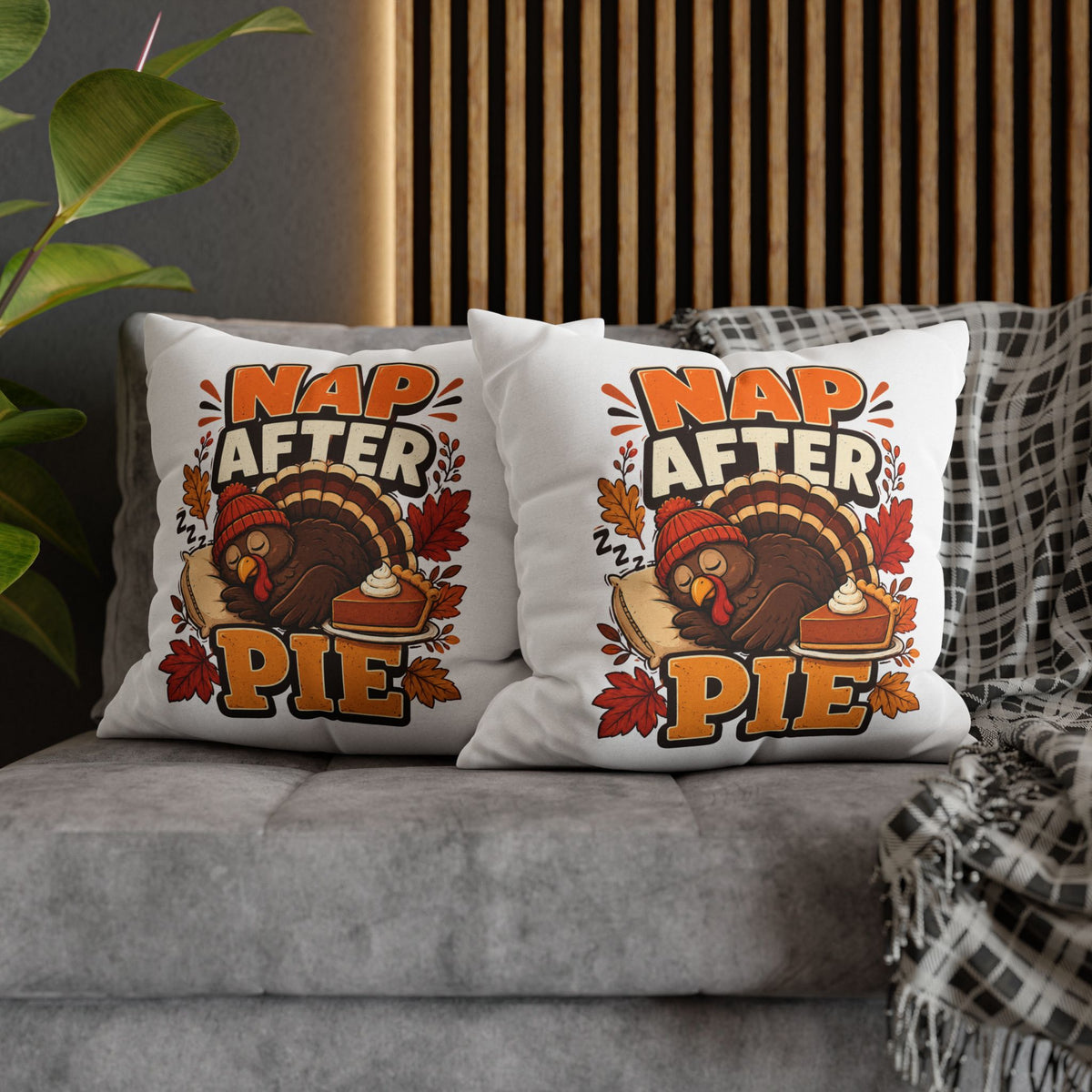 Thanksgiving Nap After Pie Throw Pillow — Cute Thanksgiving Turkey Pillowcase
