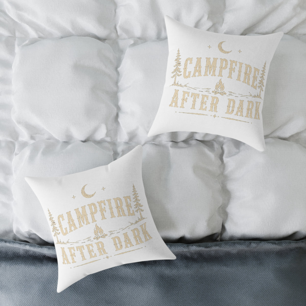 Campfire After Dark Square Pillow Milo Bailey Dog Dad Mom- Rustic Camping Decorative Throw Pillow