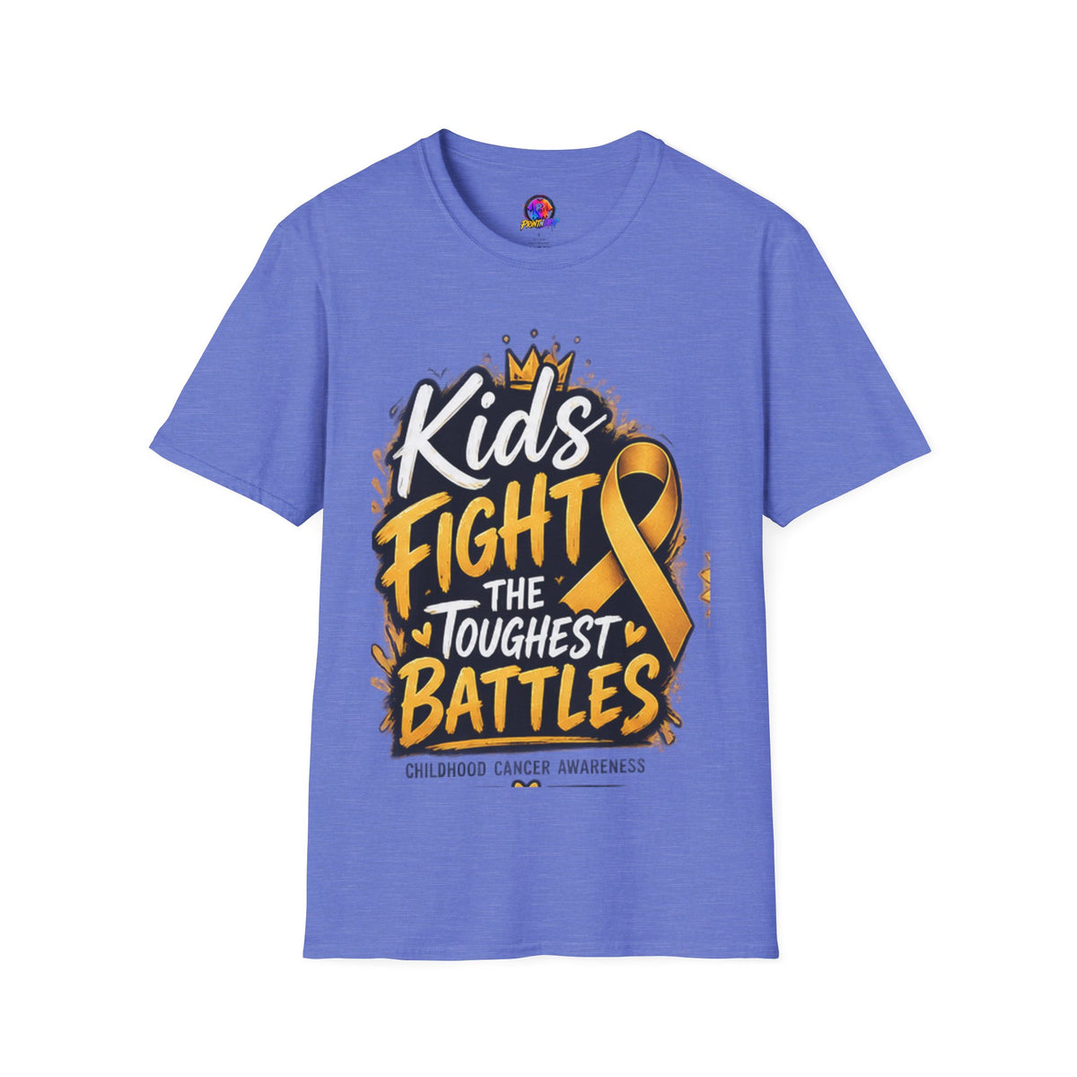 Children's Cancer Awareness T-Shirt — "Kids Fight The Toughest Battles" Gold Ribbon