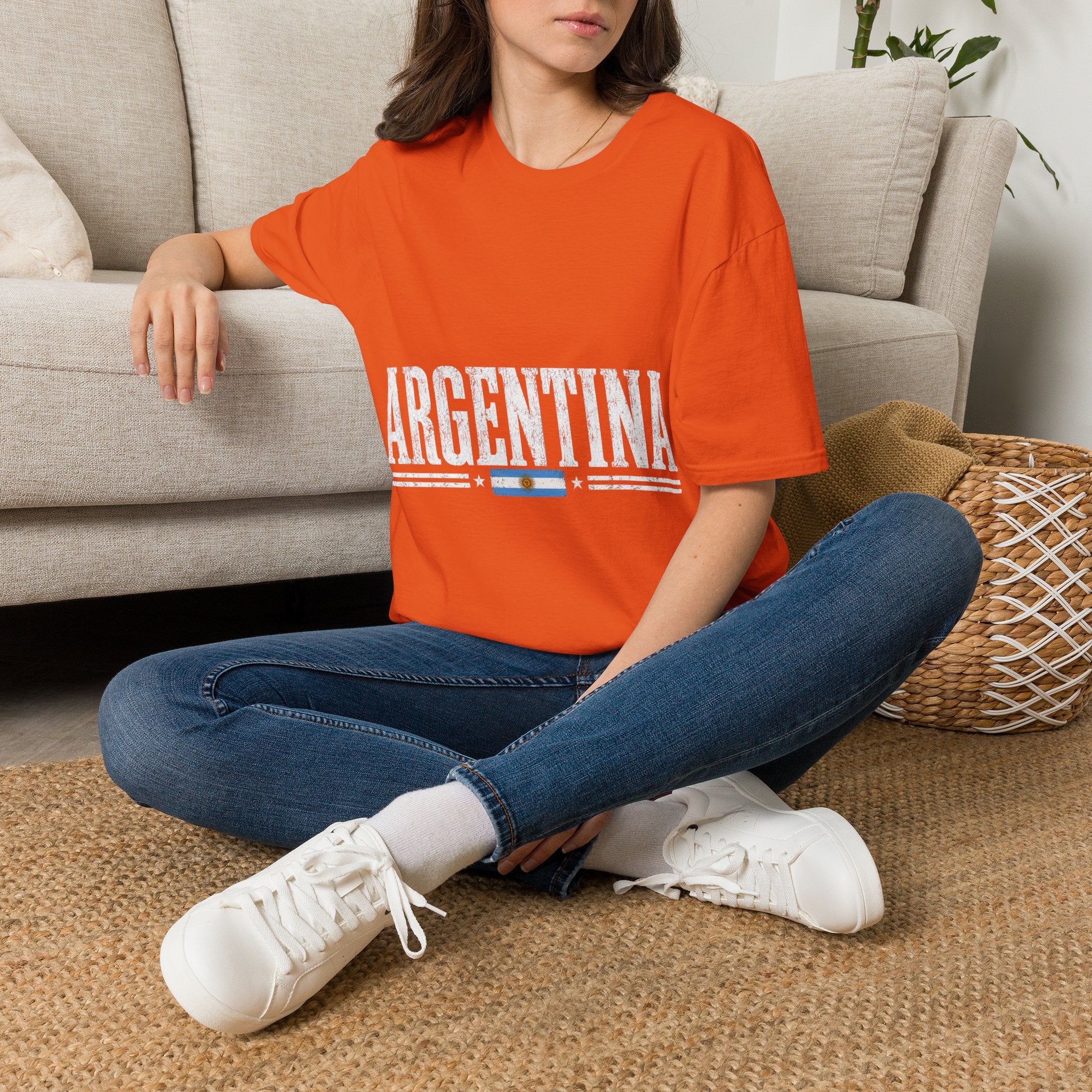 Argentina Graphic T-Shirt — Retro Flag Stripe Football Soccer Tee