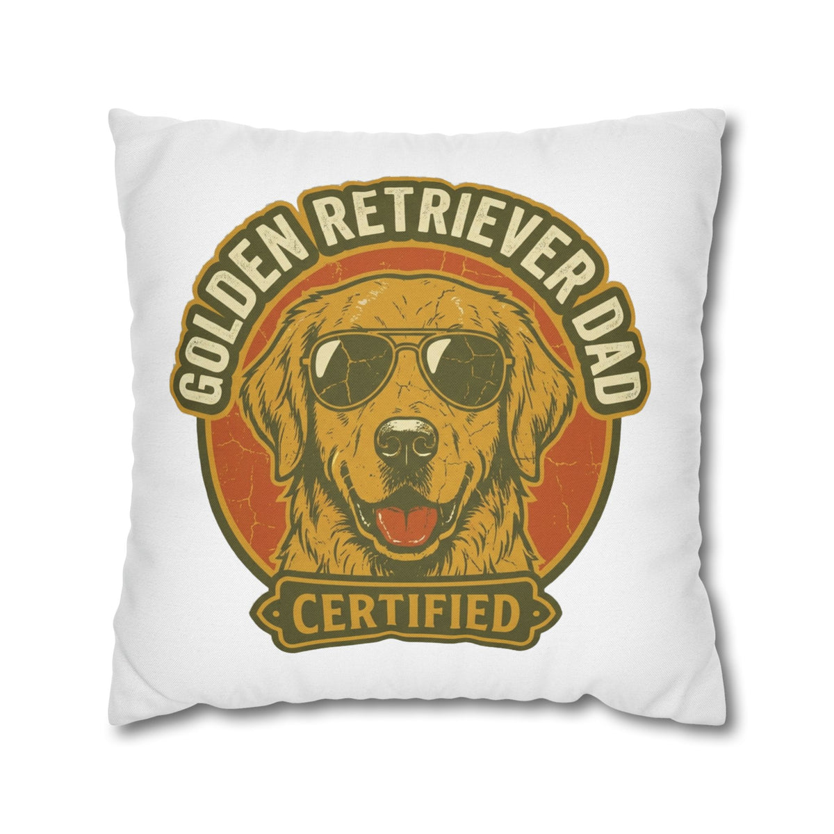 Funny Golden Retriever Dad Pillowcase — "Certified" Dog Lover Throw Pillow Cover