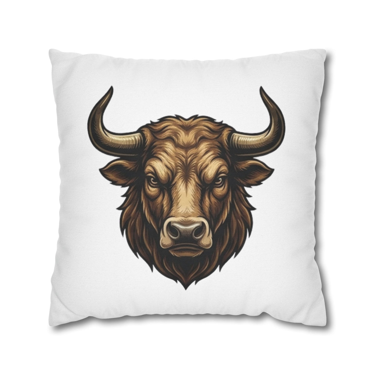 Taurus Bull Head Decorative Pillowcase — Rustic Farmhouse Toss Pillow Cover