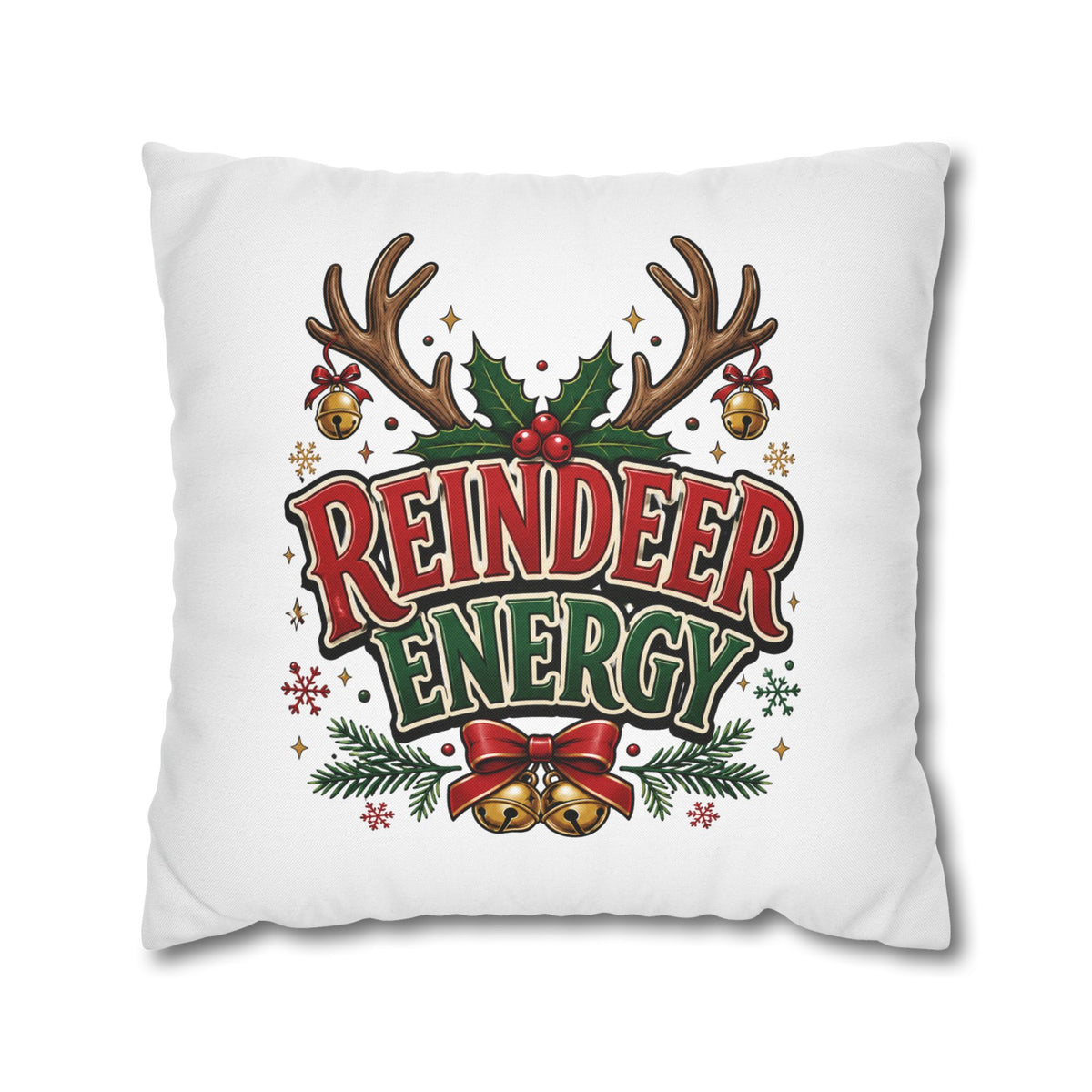 Christmas Reindeer Energy Holiday Pillowcase — Festive Christmas Decorative Throw Cover