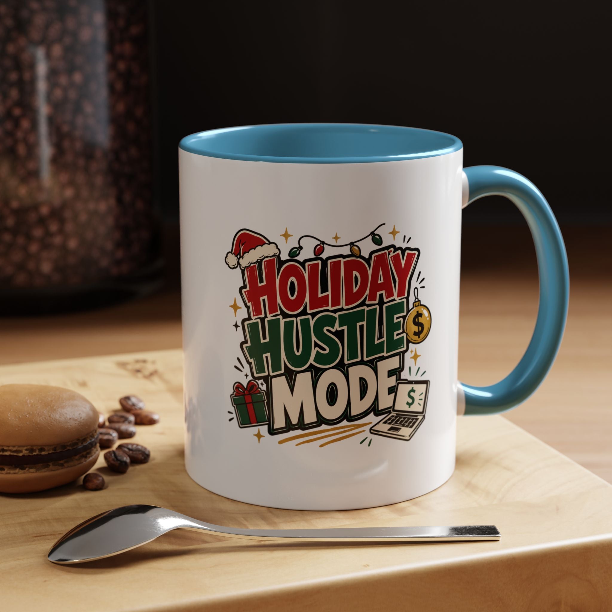 Modern Day Christmas Holiday Hustle Mode Coffee Mug — Festive Christmas Work Grind 11/15oz Accent Mug