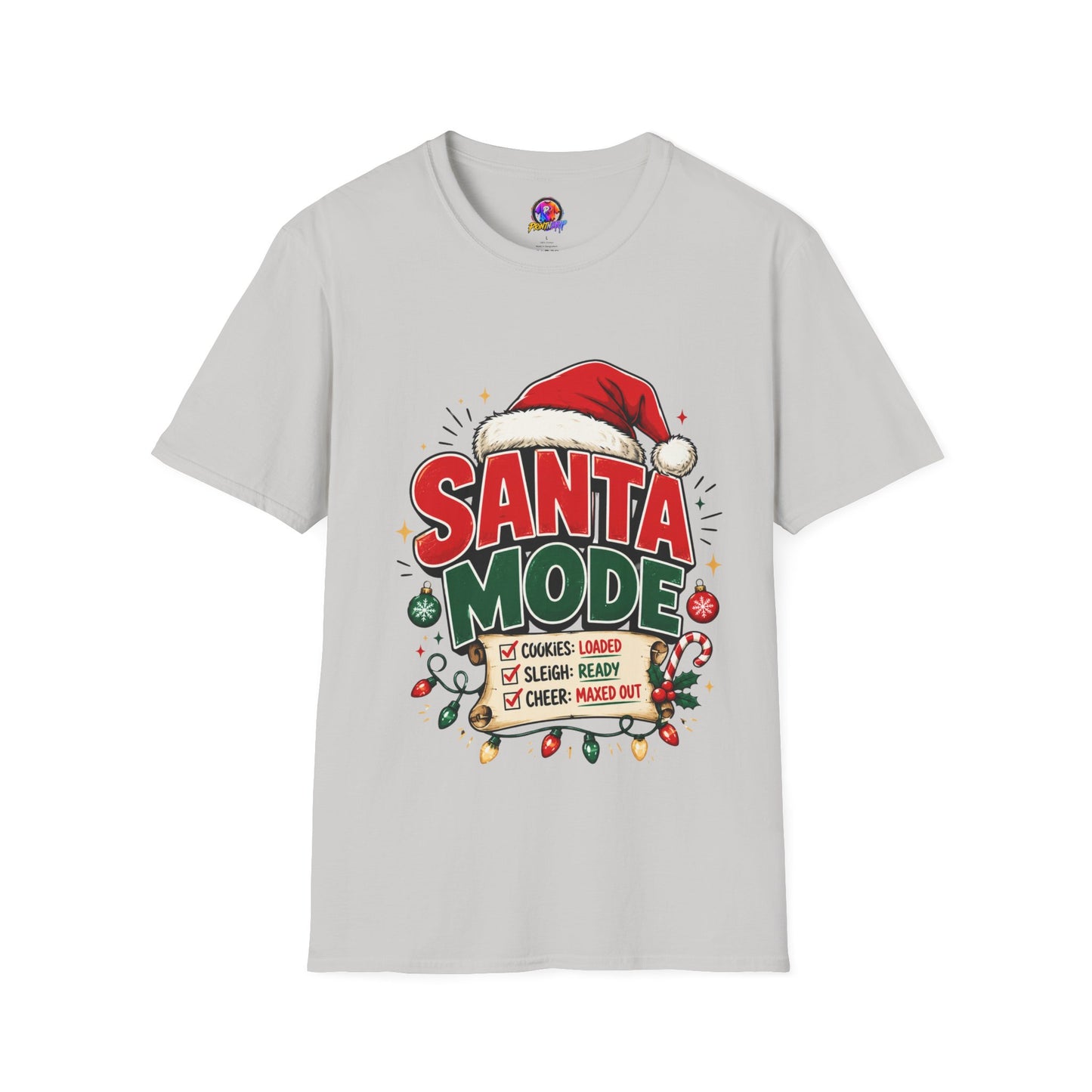 Santa Mode T-Shirt — Holiday Christmas Graphic Tee with Santa Hat