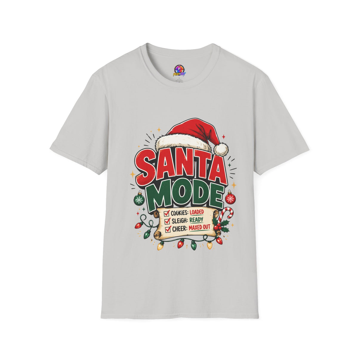 Santa Mode T-Shirt — Holiday Christmas Graphic Tee with Santa Hat