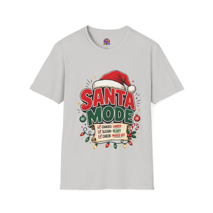 Santa Mode T-Shirt — Holiday Christmas Graphic Tee with Santa Hat