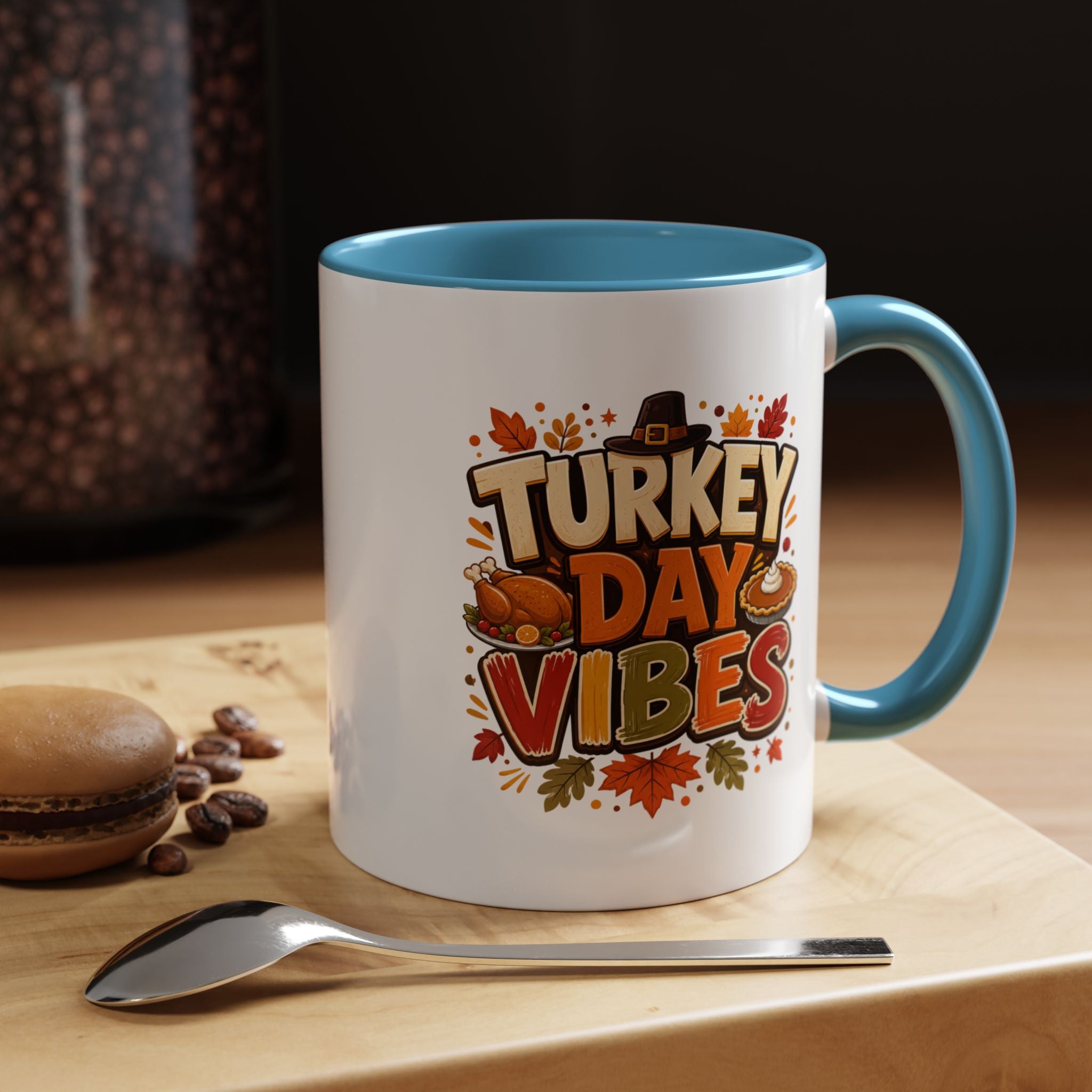 Thanksgiving Mug Turkey Day Vibes Accent Mug — Thanksgiving Coffee Cup