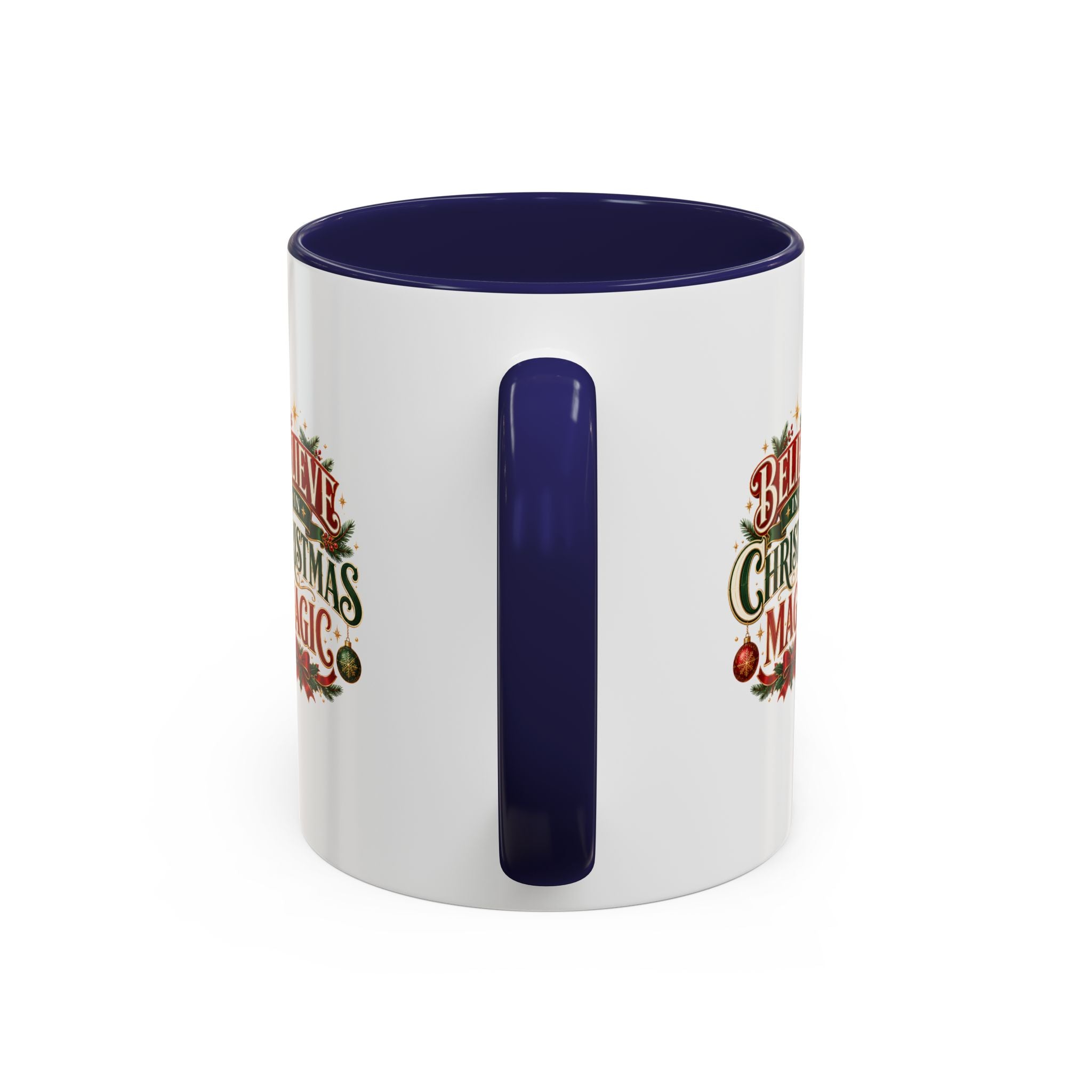 Believe in Christmas Magic Accent Coffee Mug — Festive Holiday ,Ceramic