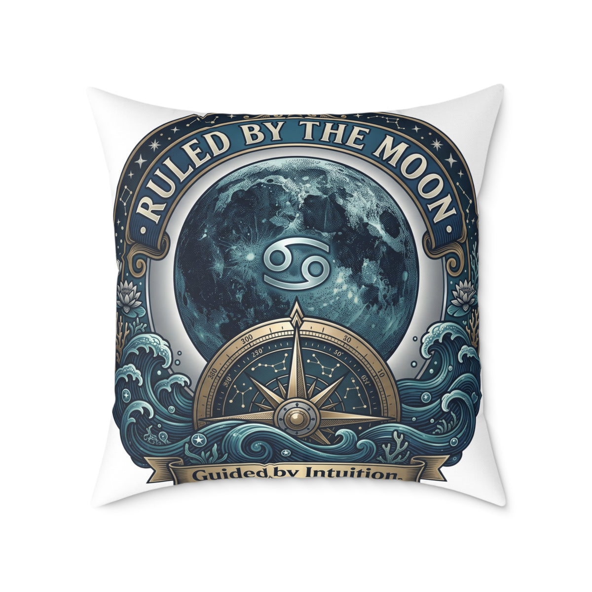 Cancer Zodiac Pillow Ruled By The Moon, Guided By Intuition Square Poly Canvas Pillow
