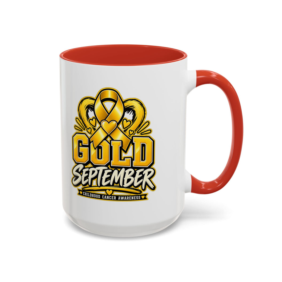 Gold September Coffee Mug — Childhood Cancer Awareness Accent Mug (11/15oz)