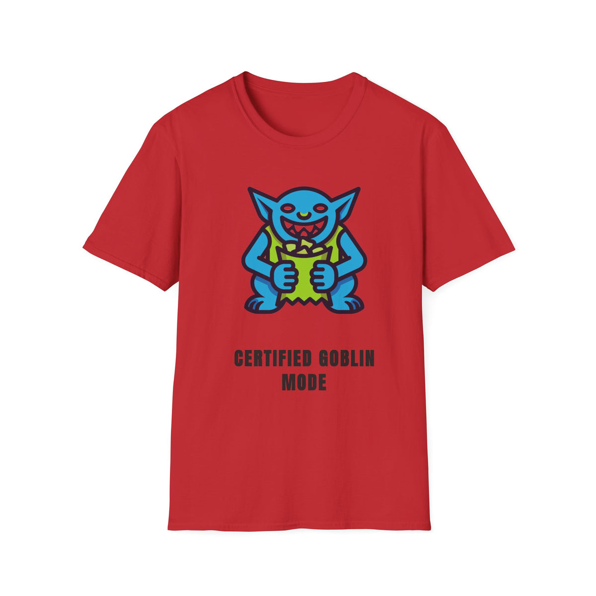 Gritty Goblin Graphic Tee - Cute Blue Goblin "Destined Goblin Mode" T-Shirt - Trending Now - September 2026