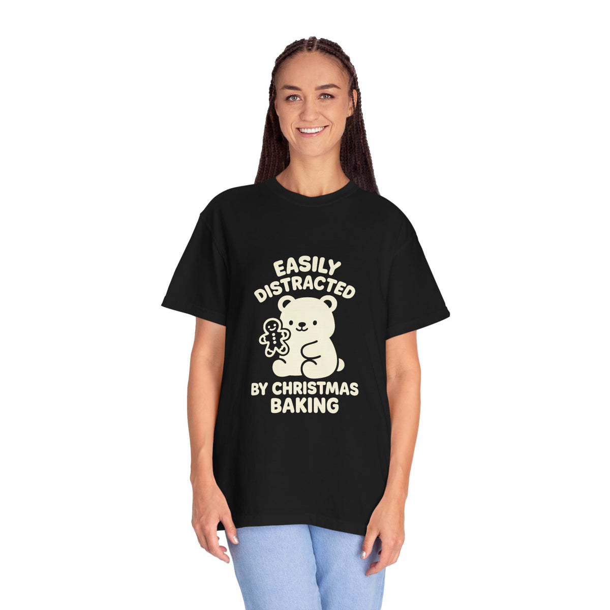 T-Shirt — "Easily Distracted by Christmas Baking" Cute Bear Holiday Tee- Trending Now - October 2026