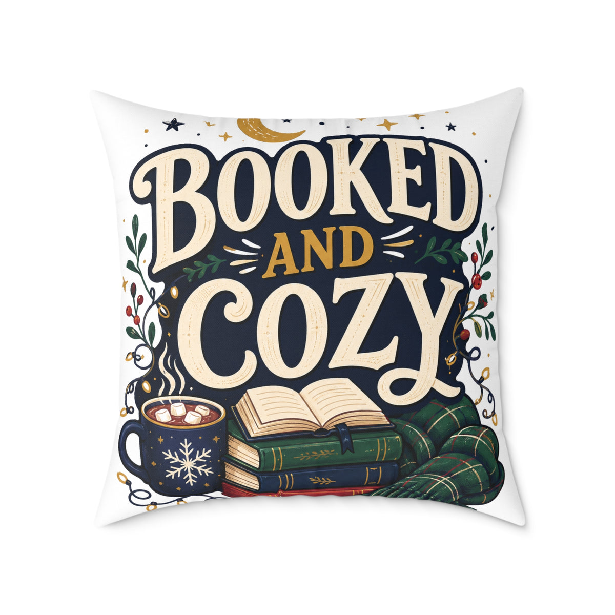 Modern Day Christmas Booked And Cozy Square Pillow