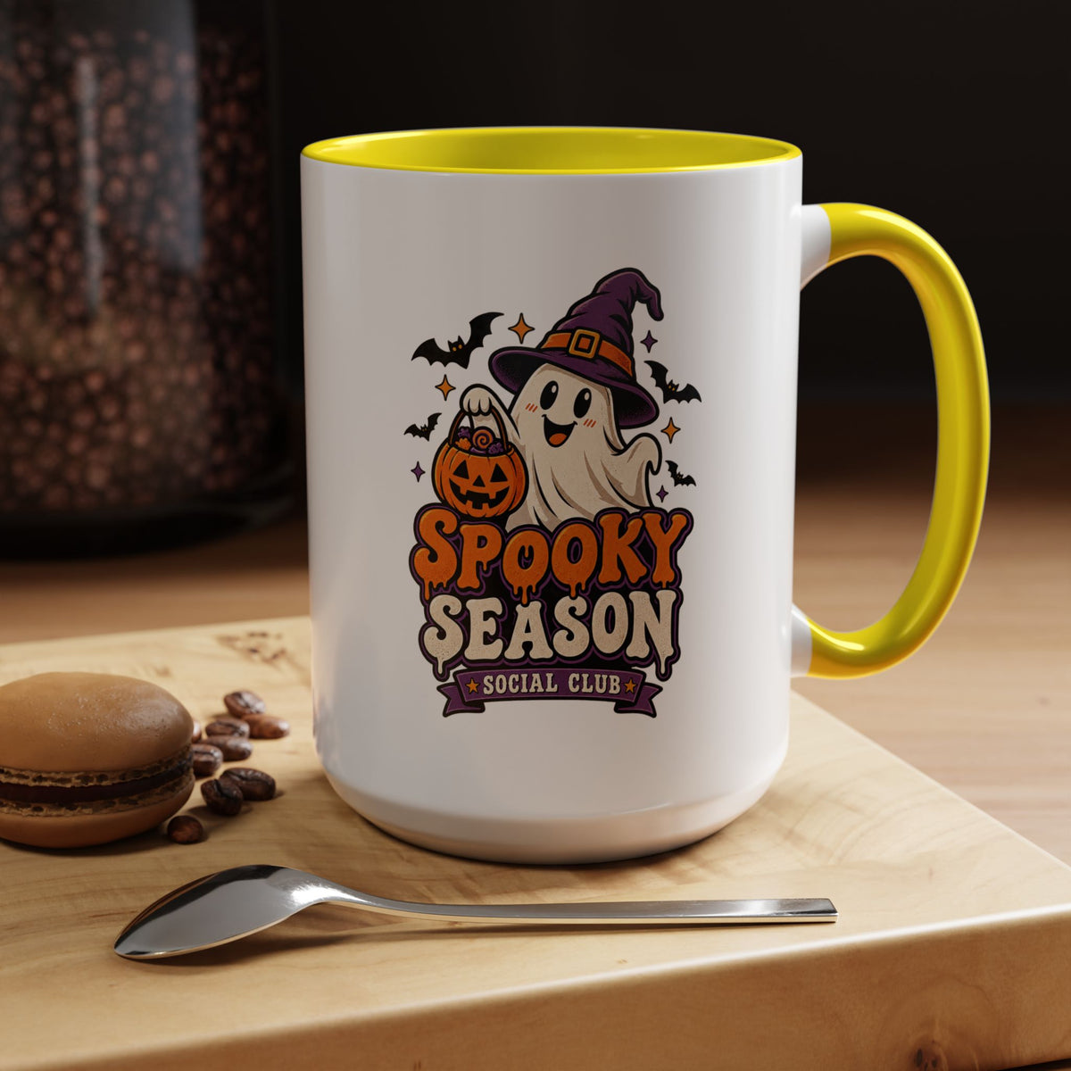 Spooky Season Coffee Mug — Cute Ghost Halloween Accent Mug (11/15oz)