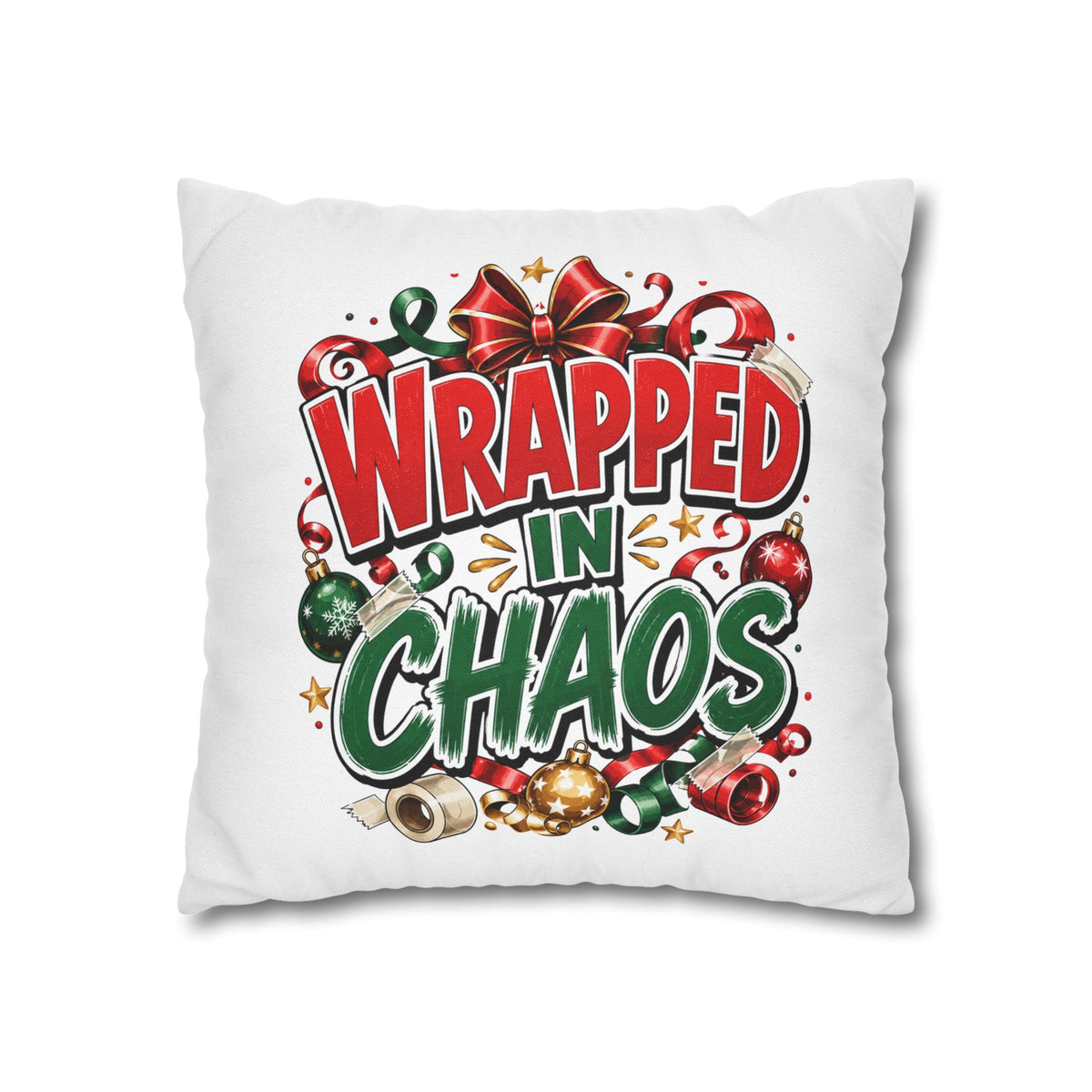 Christmas Wrapped In Chaos Spun Polyester Square Pillowcase