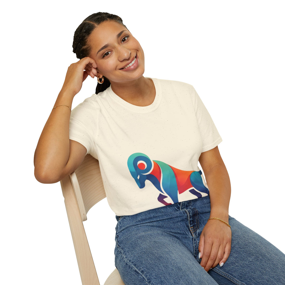 Ram Graphic T-Shirt — Colorful Geometric Sheep/Goat Art