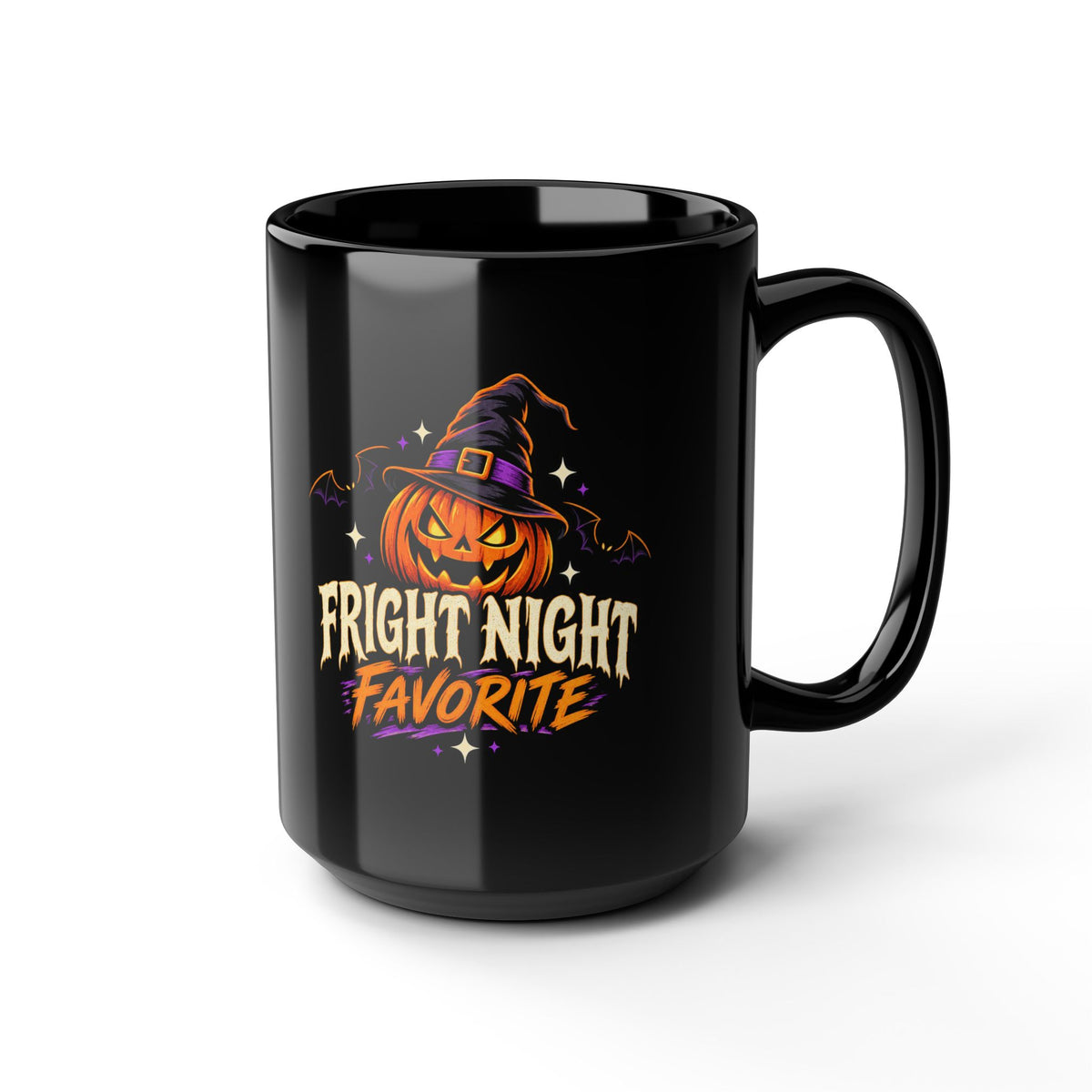 Halloween Pumpkin Mug — "Fright Night Favorite" Black Coffee Cup (11oz, 15oz)